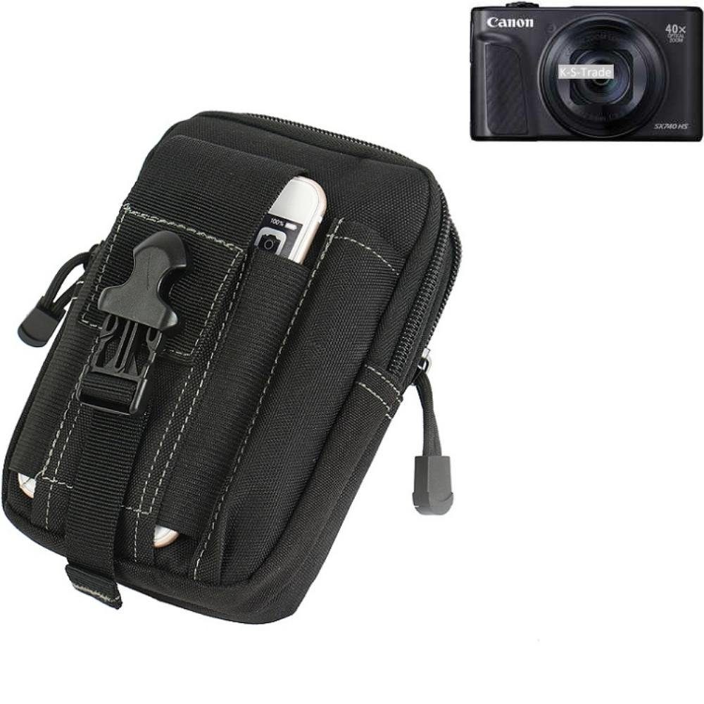 K-S-Trade Kameratasche, Holster Kamera-Tasche kompatibel mit Canon  PowerShot SX740 HS - Gürtel-Tasche mit Extrafächer schwarz 1x
