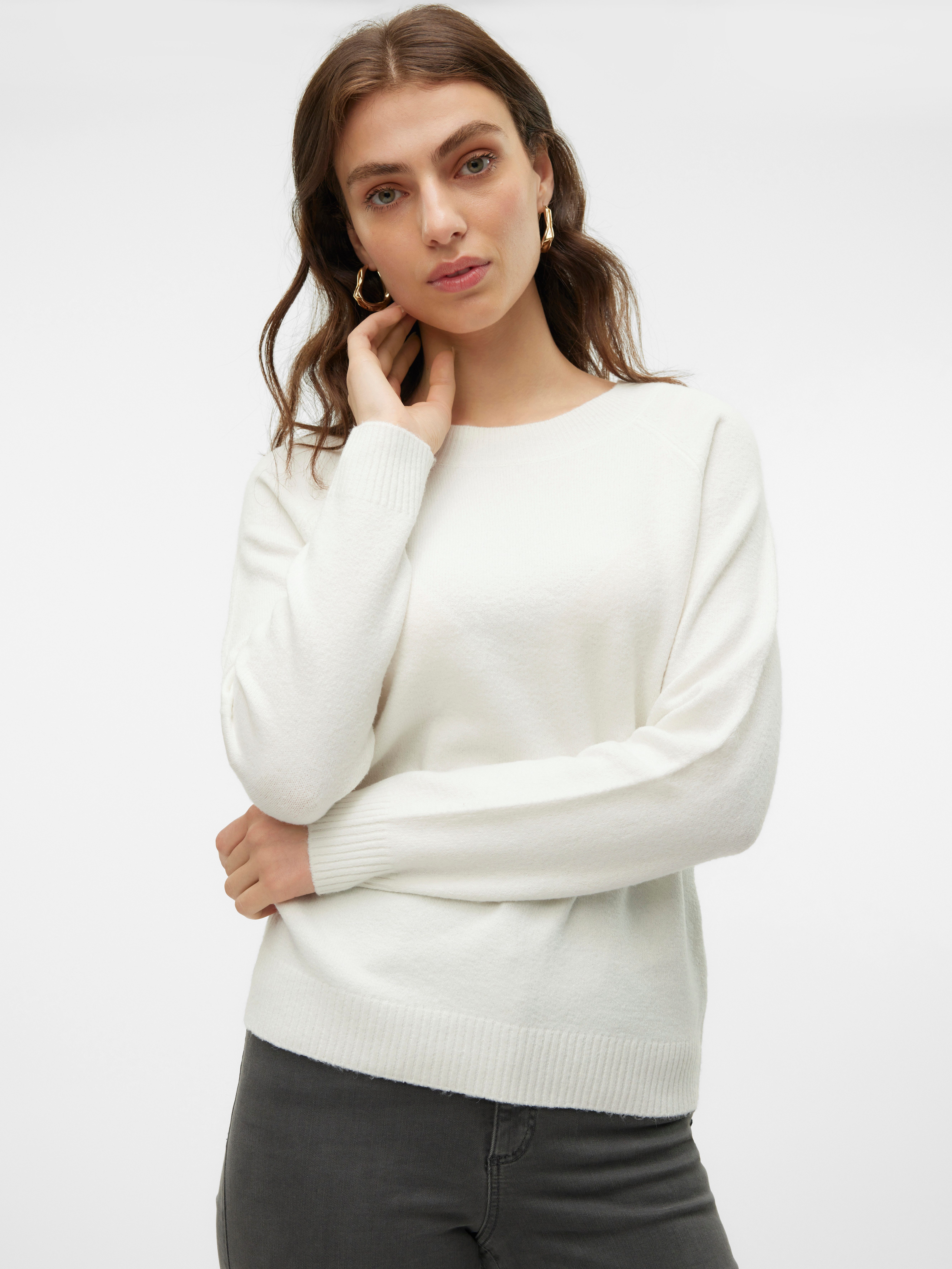 Vero Moda Rundhalspullover VMDOFFY LS O-NECK BLOUSE GA NOOS Materialmix, regular fit