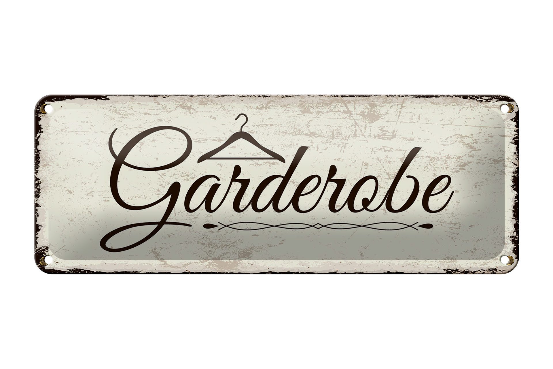 Femer GmbH Metallschild Hinweis 27x10 cm Garderobe Kleiderbügel nostalgisch, (1 St), gewölbte Oberfläche, abgerundete Ecken, umgeschlagene Kanten