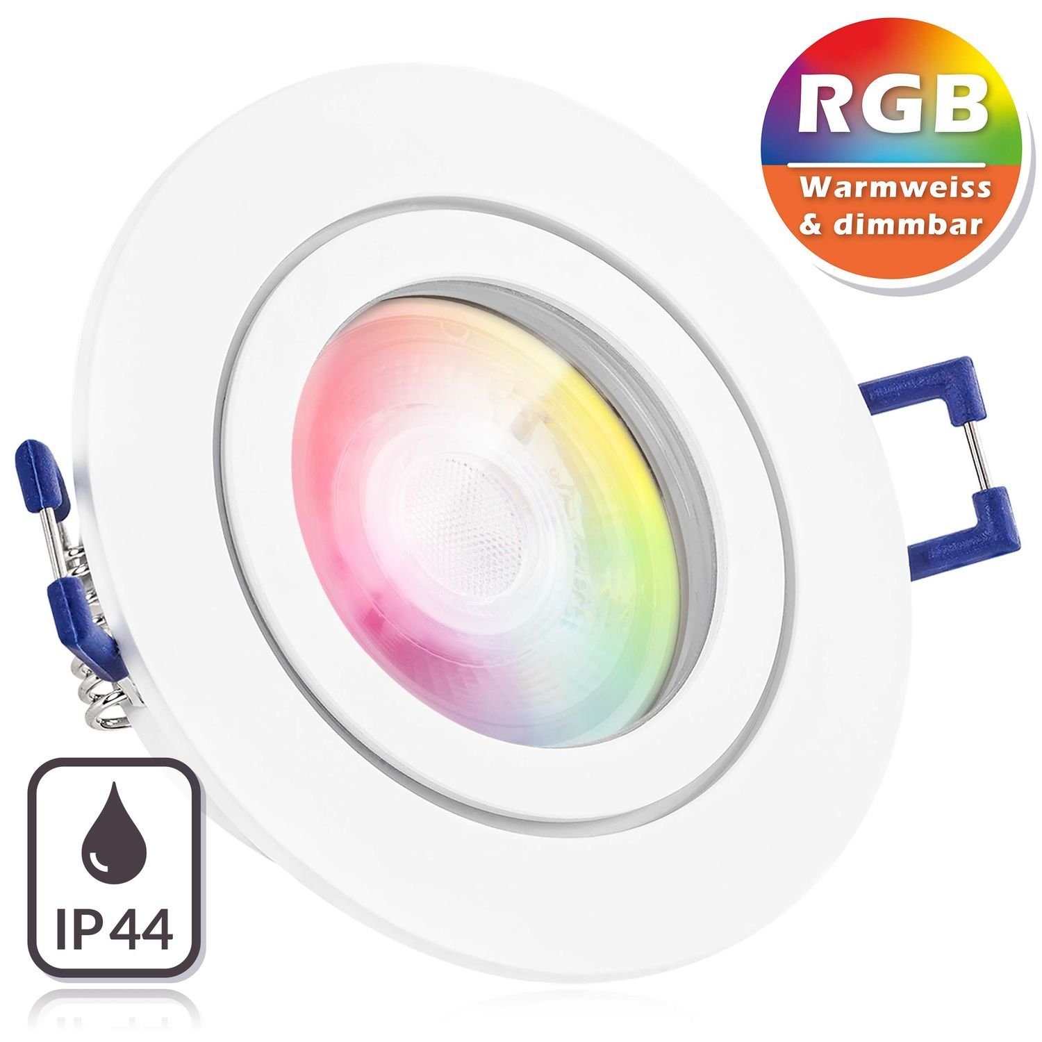 vo LED weiß flach LED RGB Einbaustrahler Set matt in mit extra LEDANDO IP44 LED 3W Einbaustrahler