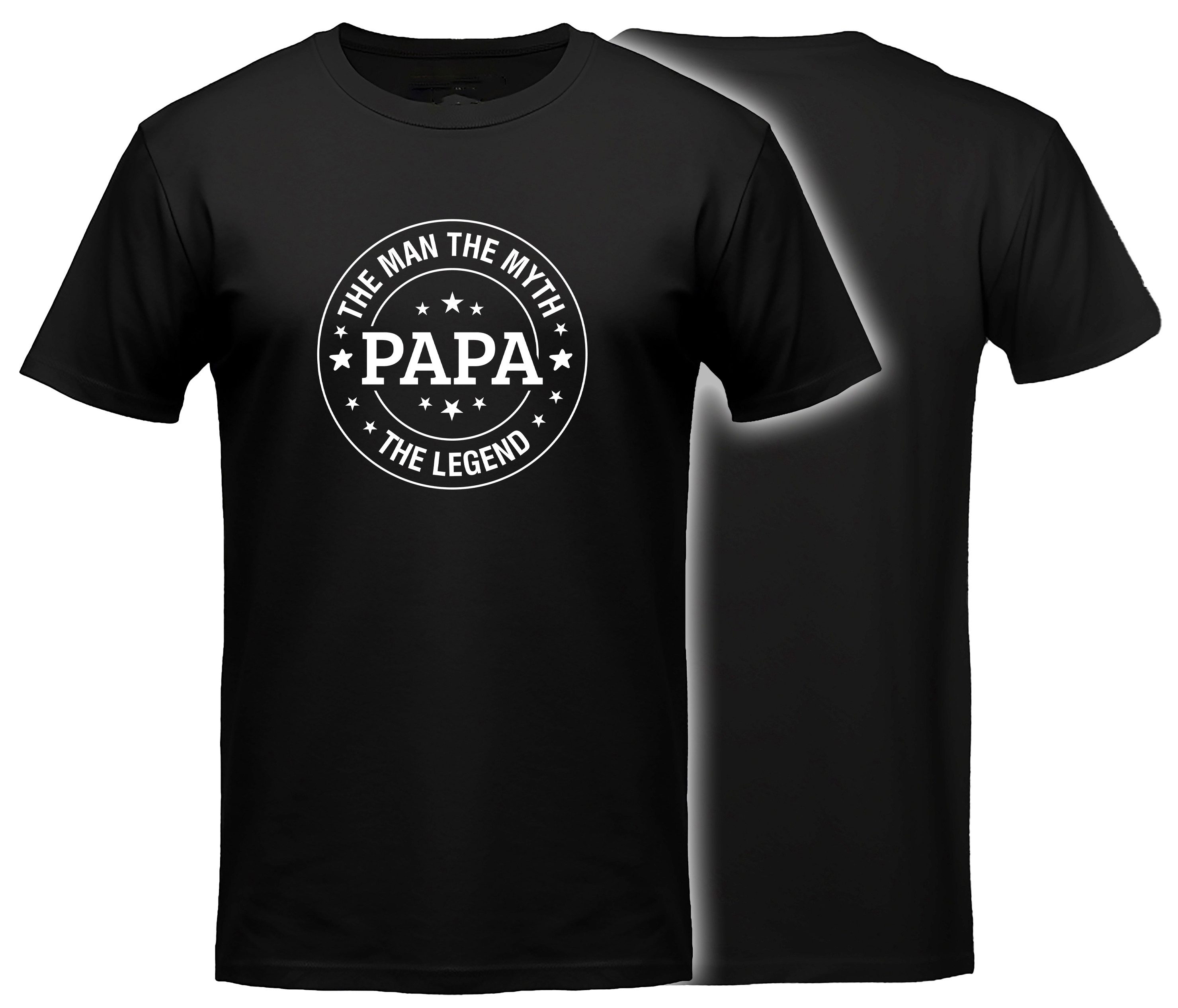 MyDesign24 T-Shirt Papa the man the Myth the Legend - Sprüche Shirt Vatertag T-Shirt schwarz kurzarm Regular Fit i824