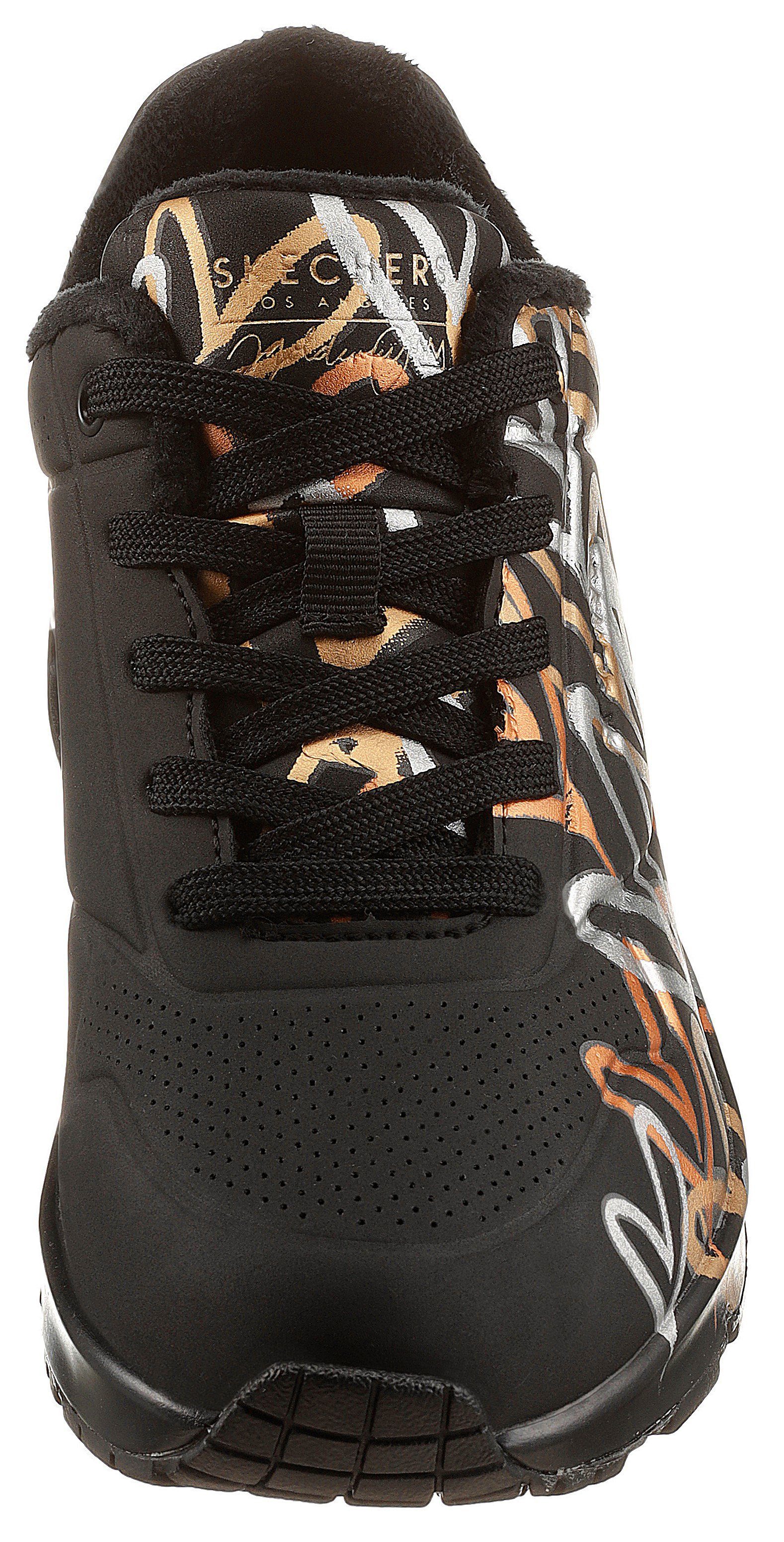 Skechers UNO - METALLIC LOVE Sneaker Freizeitschuh, Halbschuh, Schnürschuh mit trendigen Metallic-Print