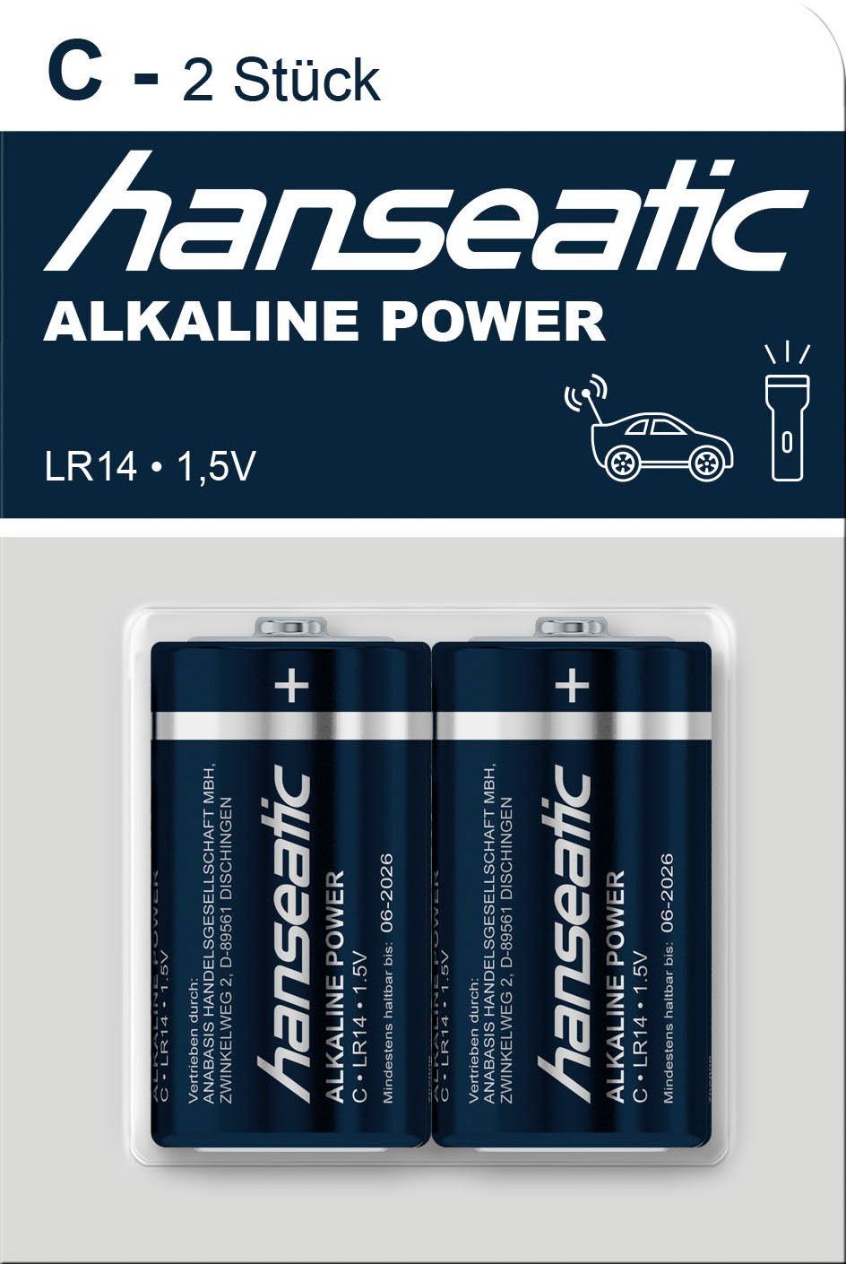 Batterie, Batterien LR14 St) (1,5 10 Baby Hanseatic Stück LR14 Alkaline 10 C V,
