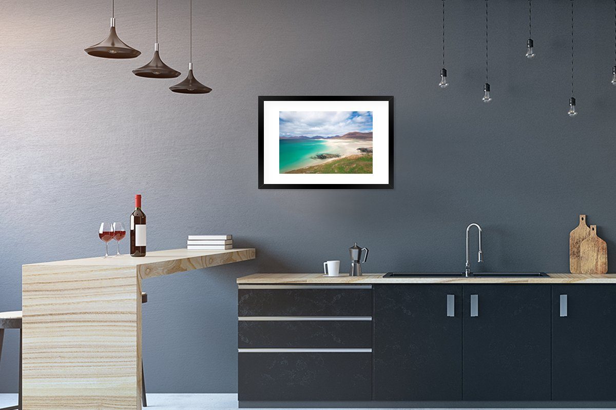 Gerahmtes Wasser - England, mit St), Bilderrahmen Poster Schwarzem MuchoWow - (1 Rahmen, Strand Poster, Kunstdruck,