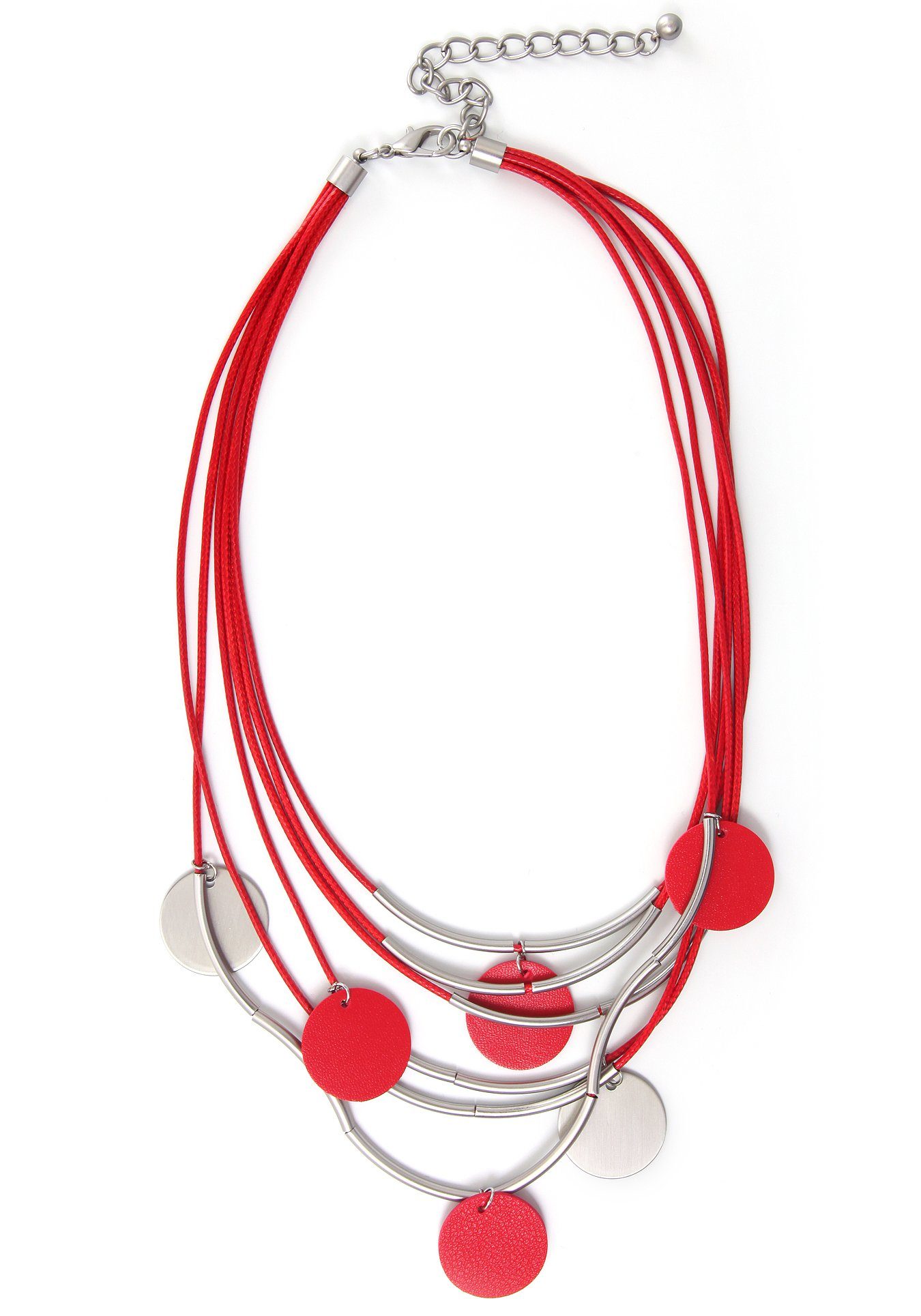 Firetti Kette mit Anhänger mehrreihig runde Plättchen Bicolor