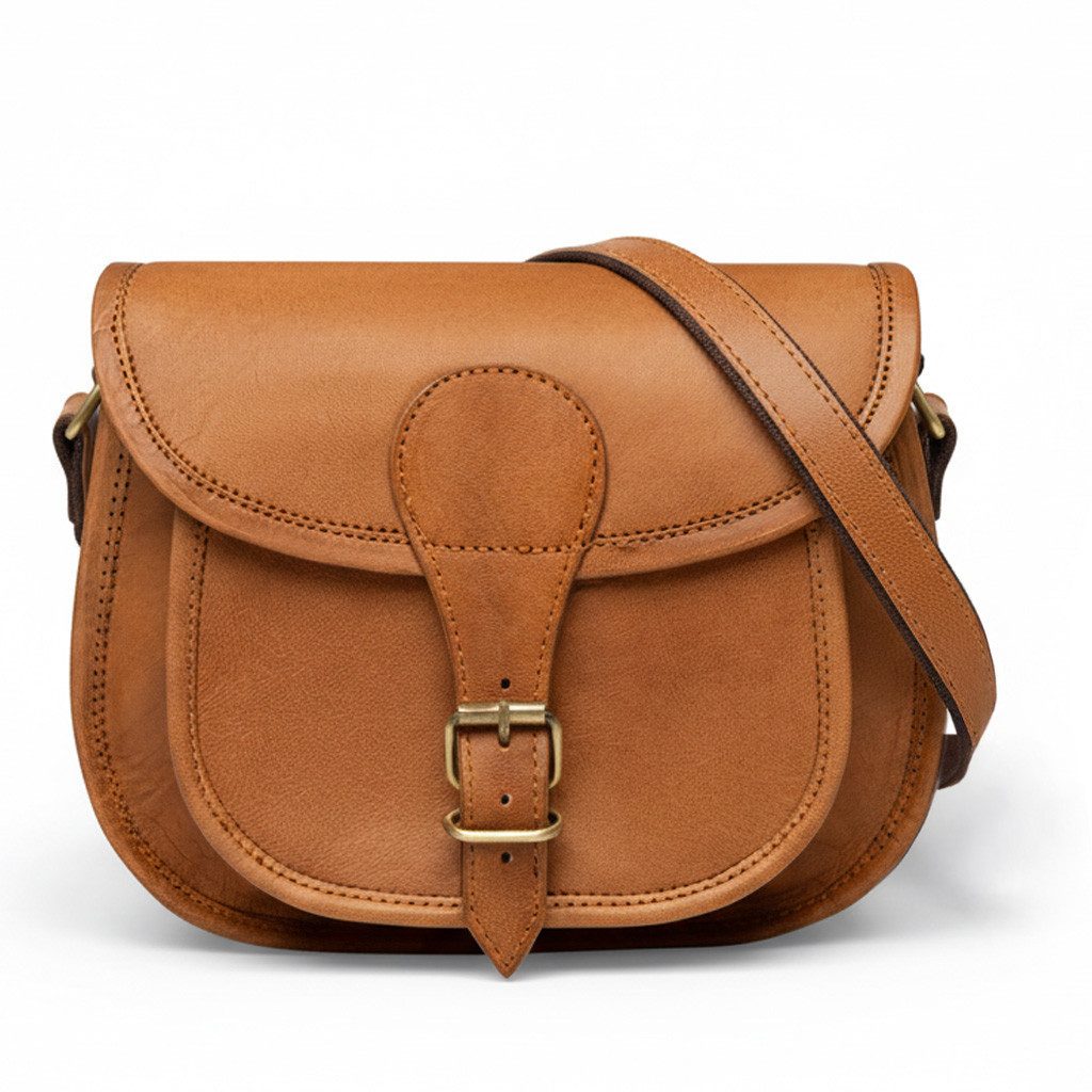 SID & VAIN Umhängetasche echt Leder Crossbody Bag groß braun Schultertasche Damen, Crossbody Bag Echtleder für Damen, Umhängetasche kastanien-braun