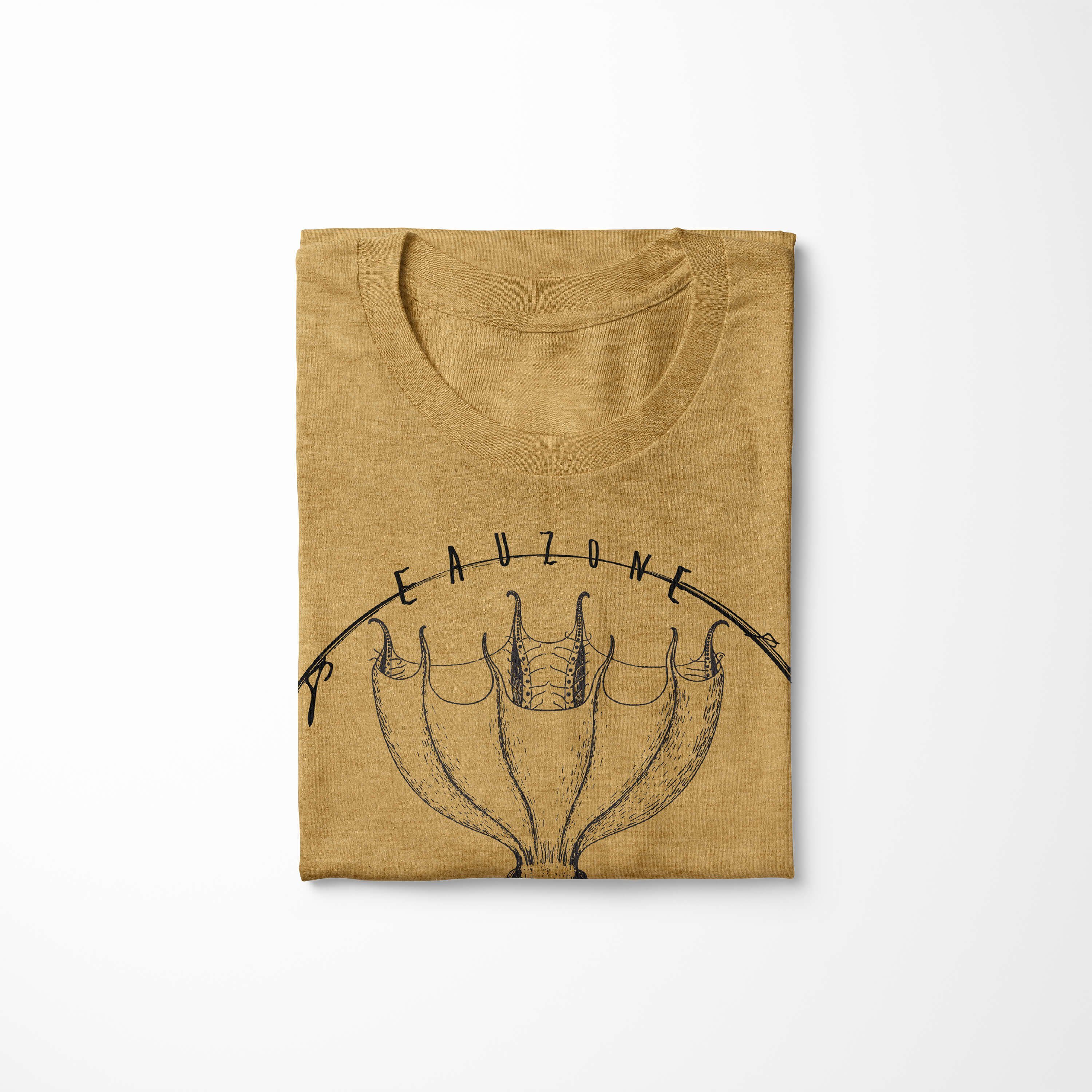 T-Shirt Tiefsee Struktur Schnitt T-Shirt Creatures, und Sea Sinus Sea feine Fische 062 Art Antique sportlicher Serie: / - Gold