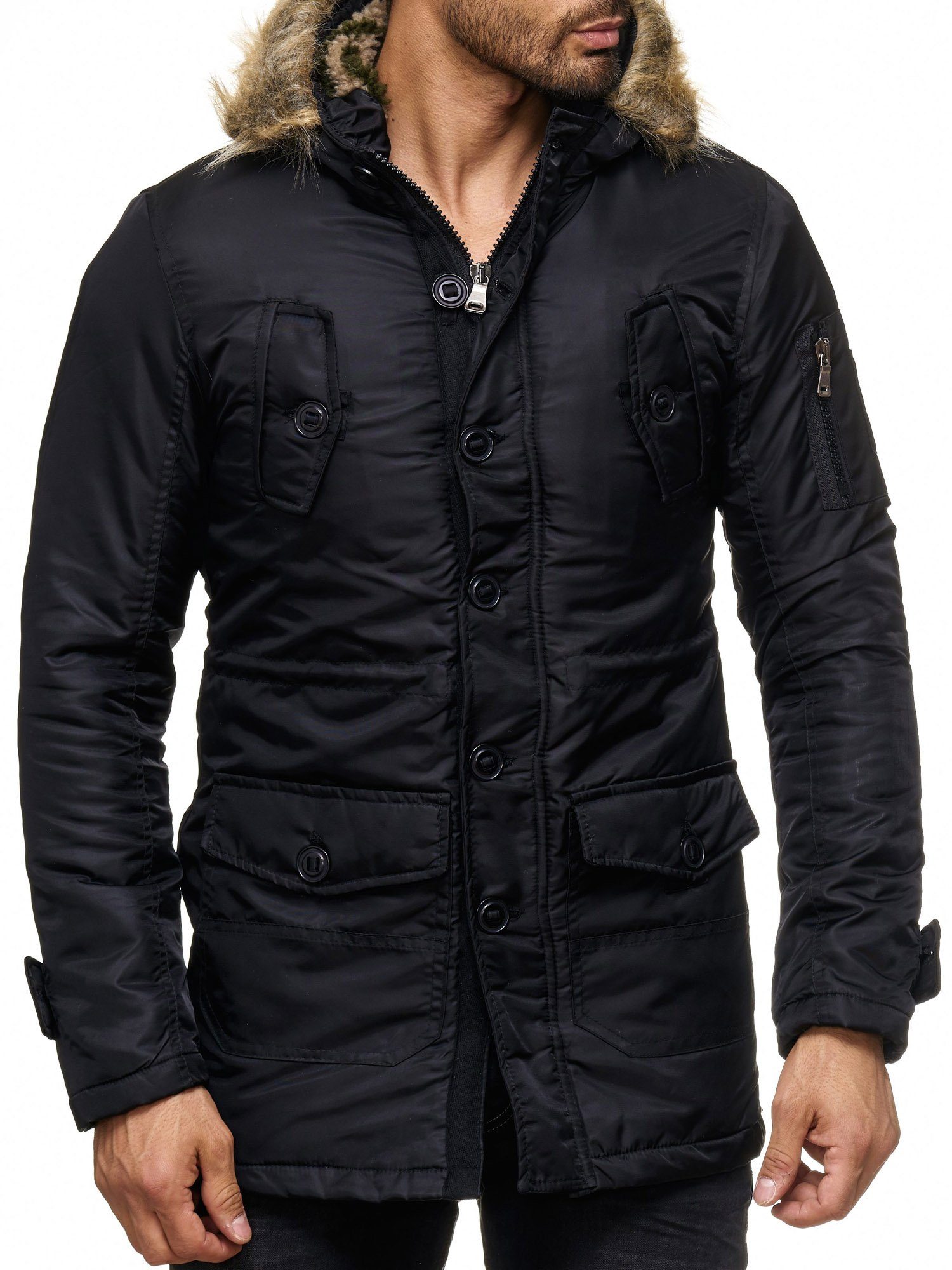 Reslad Winterjacke Herren Jacke mit Fellkragen günstig online kaufen