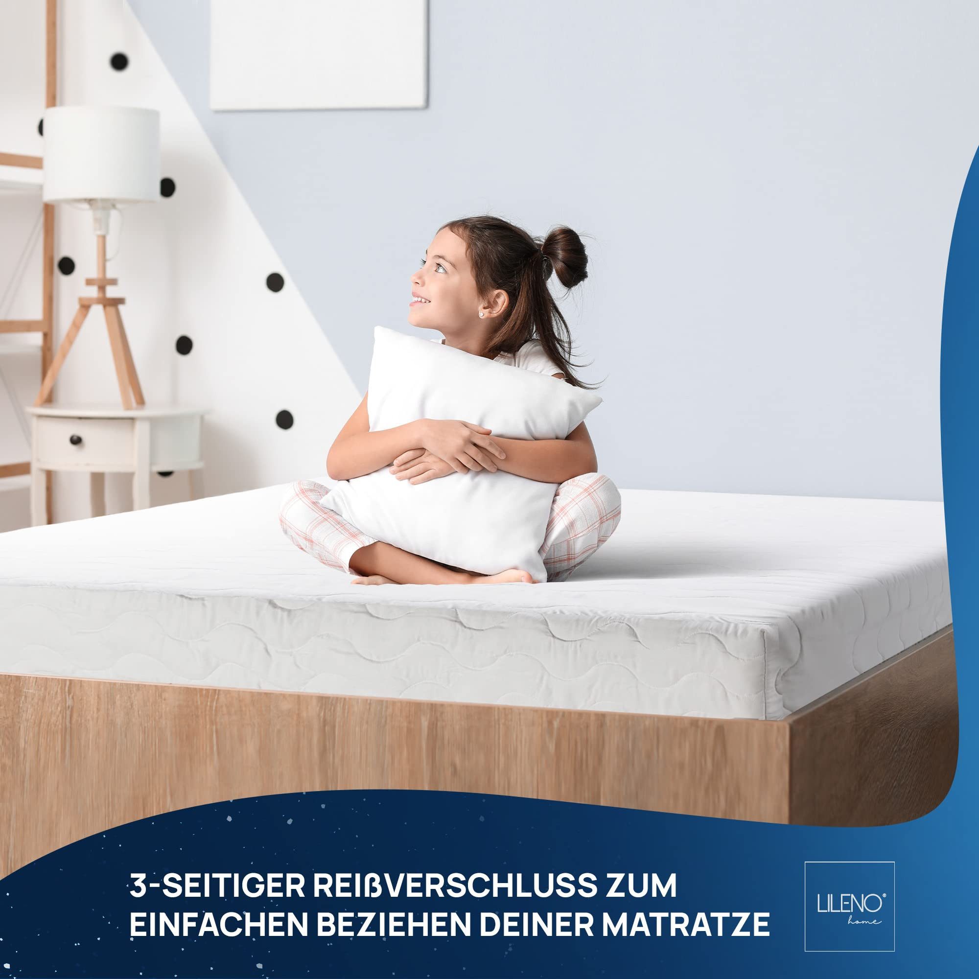 Matratzenschoner mit Reißverschluss - waschbarer Matratzenschoner ideal für Allergiker LILENO HOME, 80 x 200 cm – Bild 5 von 5
