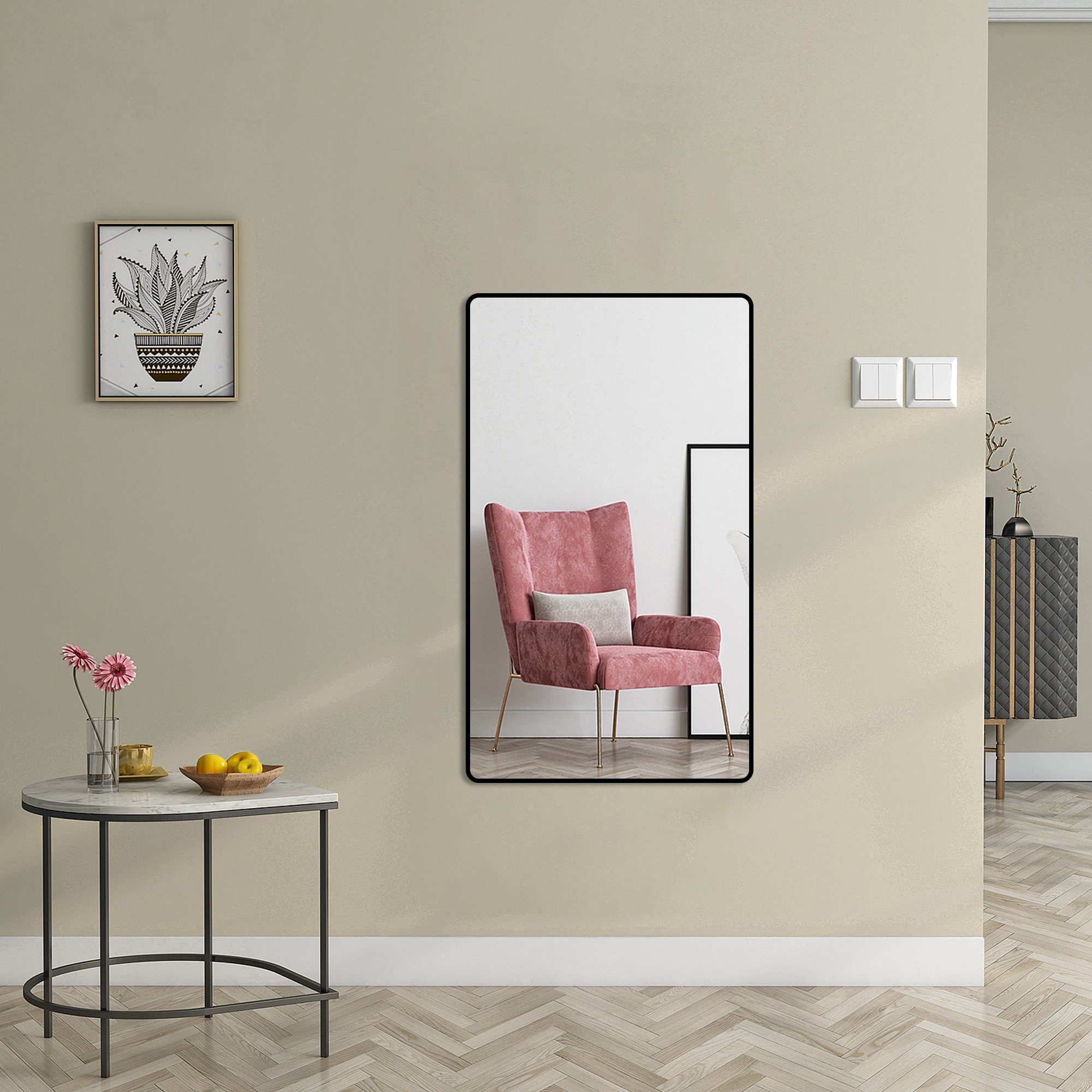 Boromal Ganzkörperspiegel Schwarz 100-180cm Wandspiegel groß Wand ganzkörpe günstig online kaufen