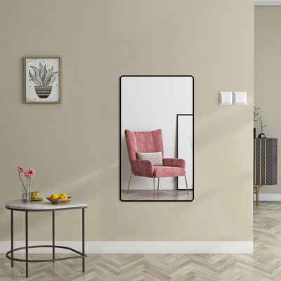 Boromal Dekospiegel Spiegel Flur 100x60 cm Wandspiegel Schwarz (Flurspiegel mit Aluminium Rahmen, HD groß, Rechteckig), für Flur, Bad, Schlafzimmer, Wohnzimmer