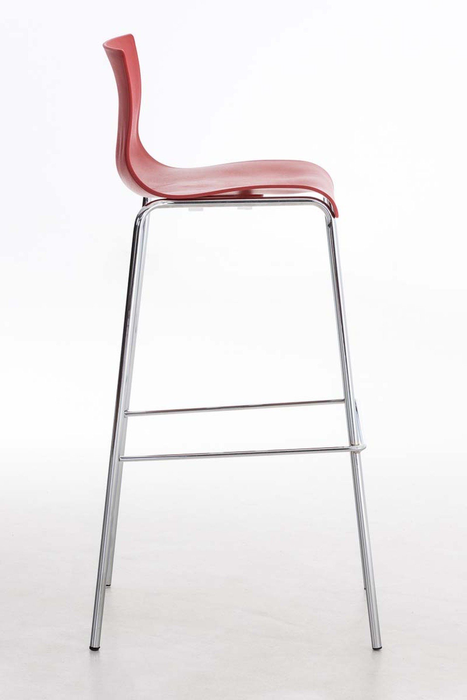 TPFLiving Barhocker Hoover (mit Fußstütze - Küche Metall Sitzfläche: Rot - Hocker Kunststoff - Gestell & Theke Tresenhocker), für Chrom