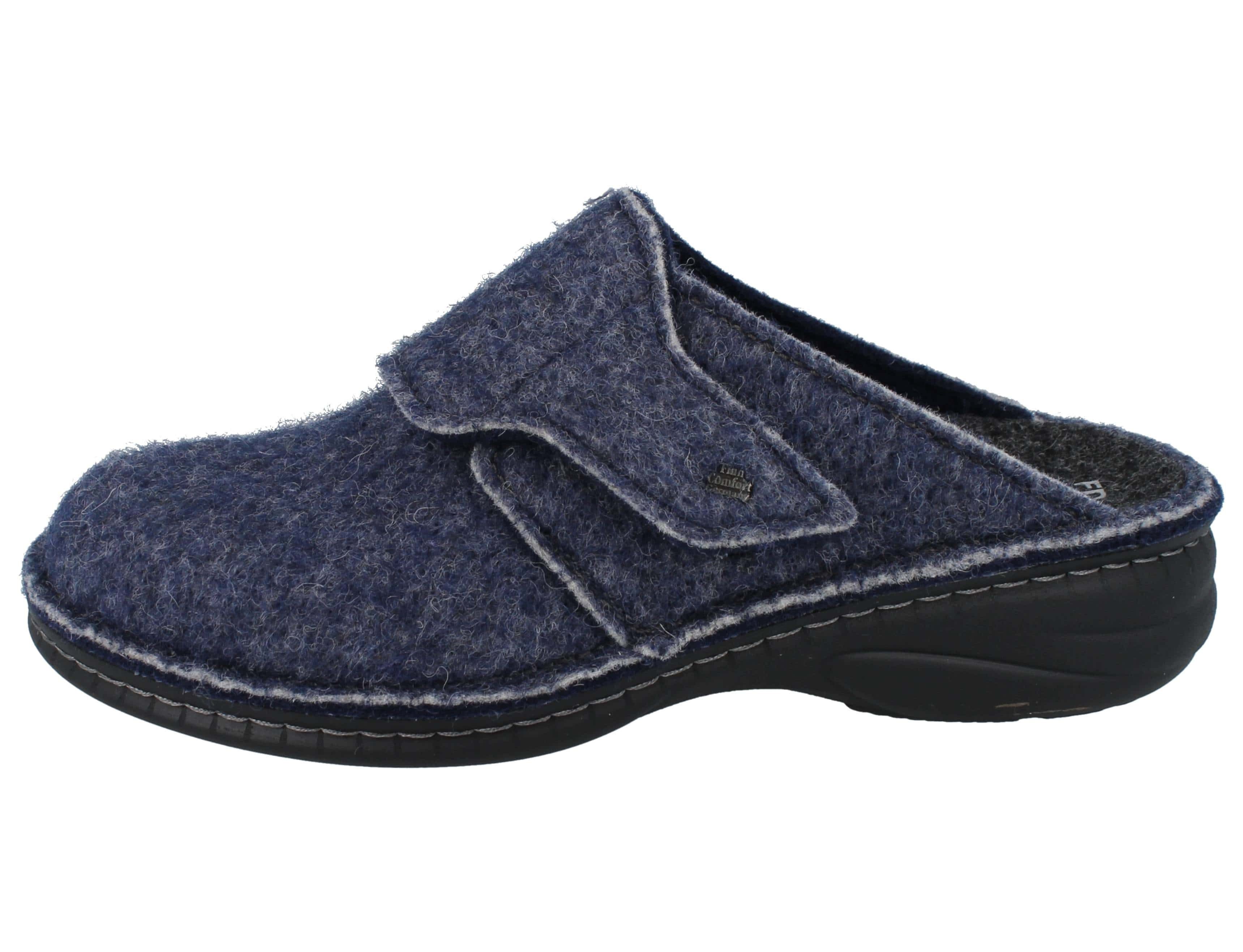 Finn Comfort FINN COMFORT Goms Damen Hausschuhe Clog blau marine Doublefilz - Clog Wechselfußbett