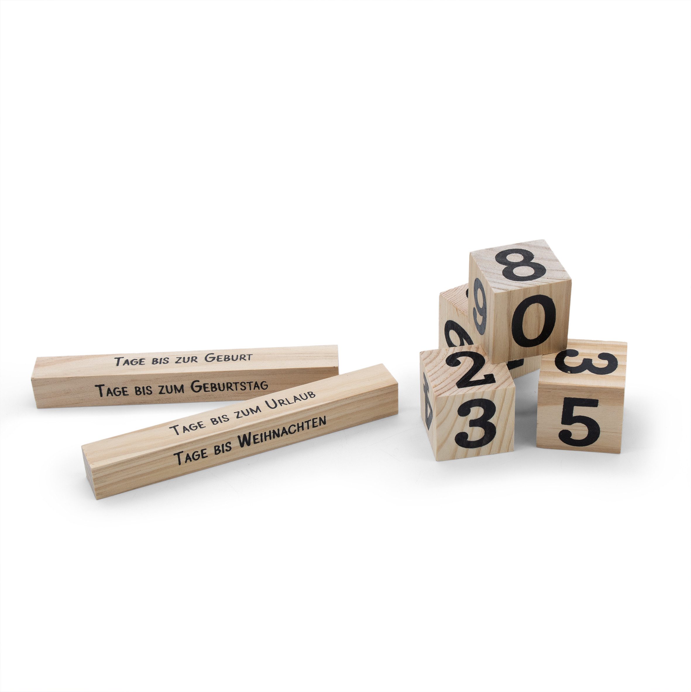 Spetebo Countdown Kalender Countdown Würfel aus Holz weiß - 18 cm, Noname, Würfel mit 8 Sprüchen