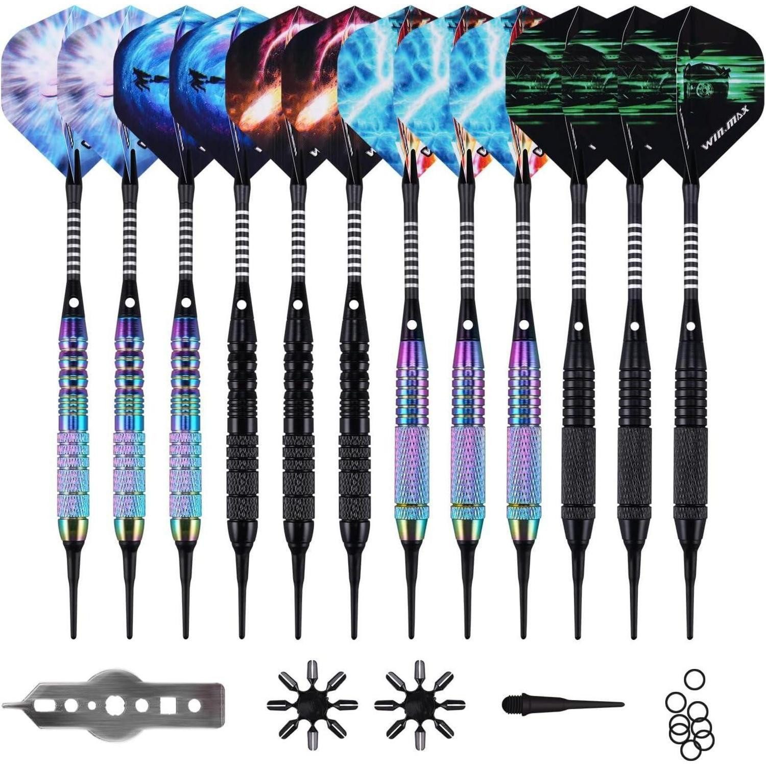 LuxusKollektion Softdarts Dartpfeile Softdarts 18g 12er Lila silbrig schwarz Rosa