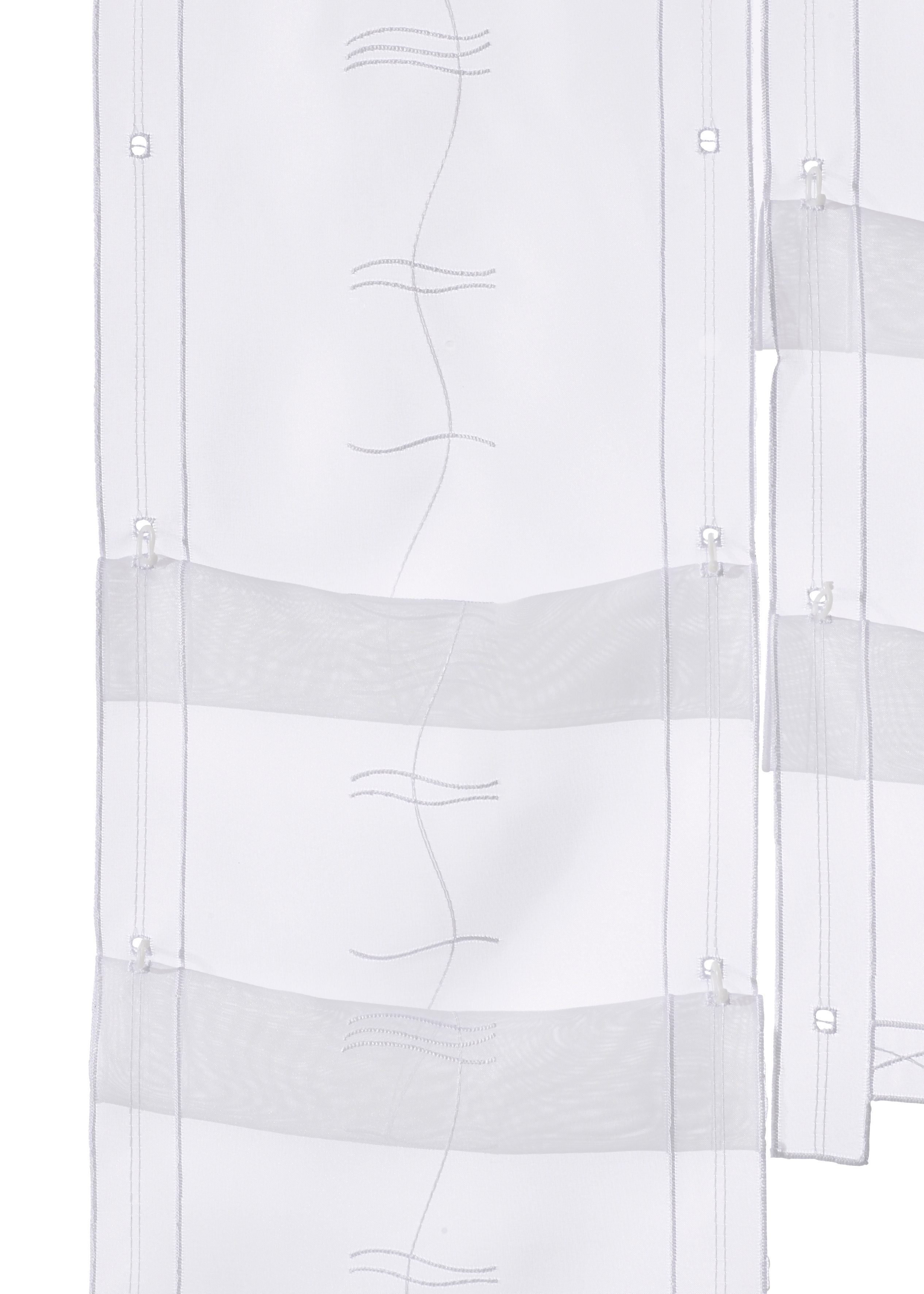 transparent, (1 Stangendurchzug Gardine, Hochraff, Voile, Selina, Voile, bestickt, Raffung Stickerei, St), weiß Scheibengardine Weckbrodt, transparent,