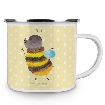 Mr. & Mrs. Panda Becher Hummel flauschig - Gelb Pastell - Geschenk, Biene, Kaffee Blechtasse, Emaille, Hochkratzfest