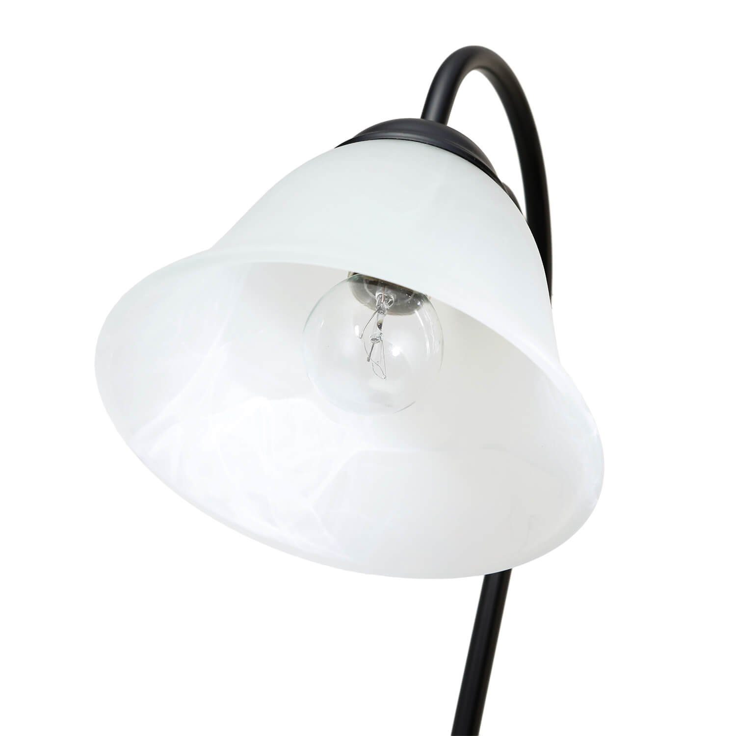 Lampe ohne ATHEN, Nachttischlampe Glas Schwarz Landhausstil im Tischlampe Leuchtmittel, rustikal 43cm Licht-Erlebnisse Alabaster
