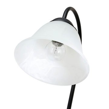 Licht-Erlebnisse Nachttischlampe ATHEN, ohne Leuchtmittel, Tischlampe im Landhausstil rustikal Schwarz Alabaster Glas 43cm Lampe