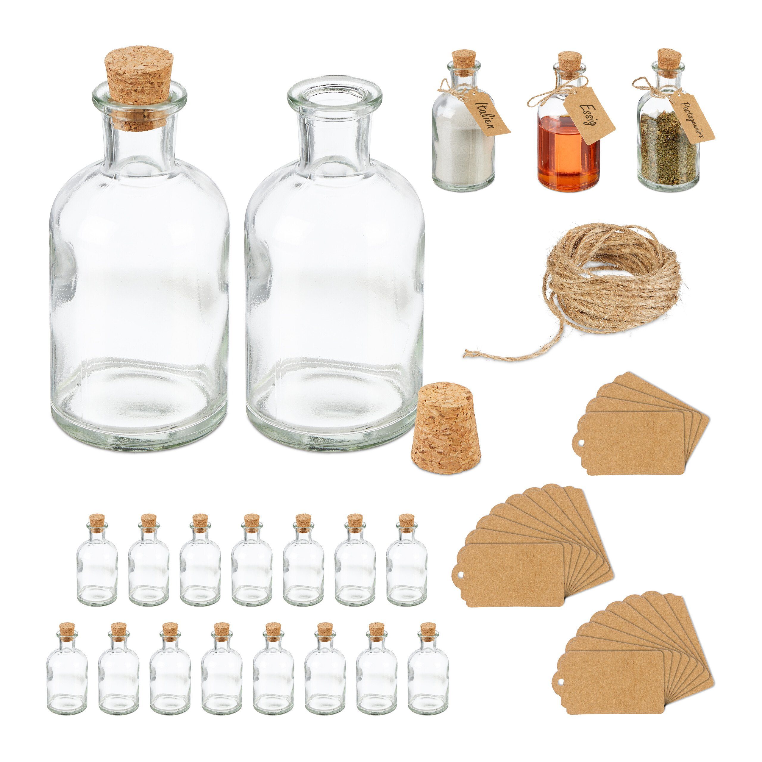 relaxdays Deko-Glas Dekogläser Set mit Korkdeckel günstig online kaufen