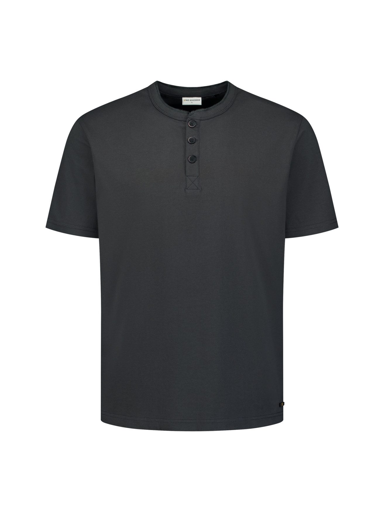 NO EXCESS T-Shirt Granddad Half button Melang - Kurzarmshirt - Alltagsshirt - Sommer