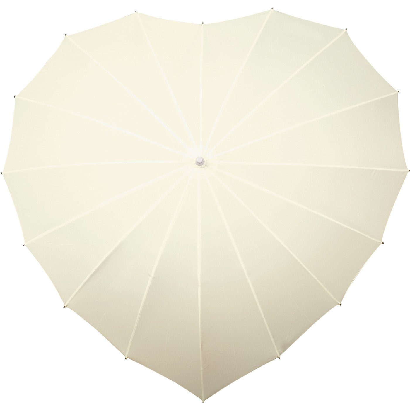 Impliva Langregenschirm Regenschirm in Hochzeitsschirm, herzförmiger 16-teilig Herzform creme Regenschirm