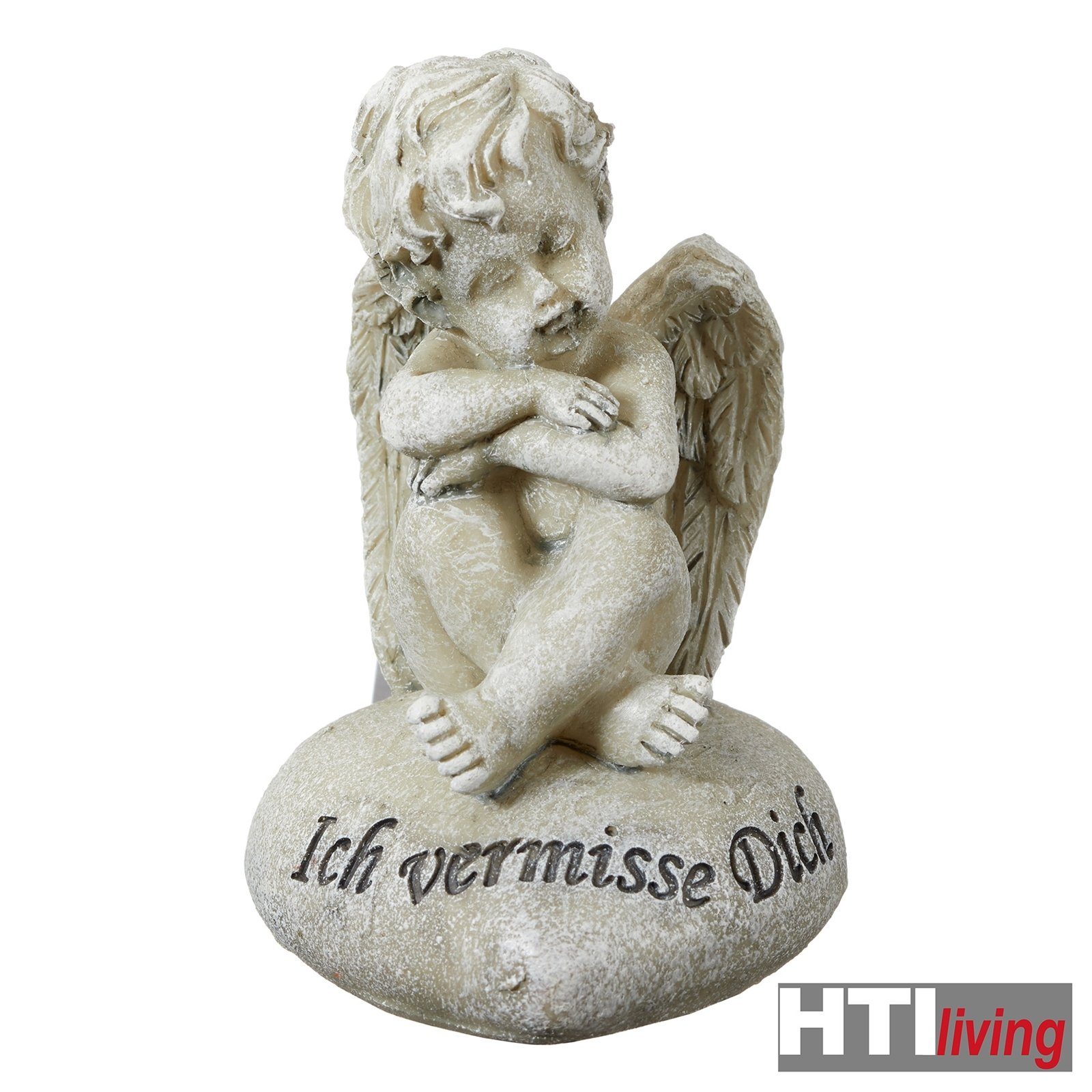 Grabengel, Gartenfigur grau I "Ich Dich", Engelfigur HTI-Living miss Grabschmuck you vermisse