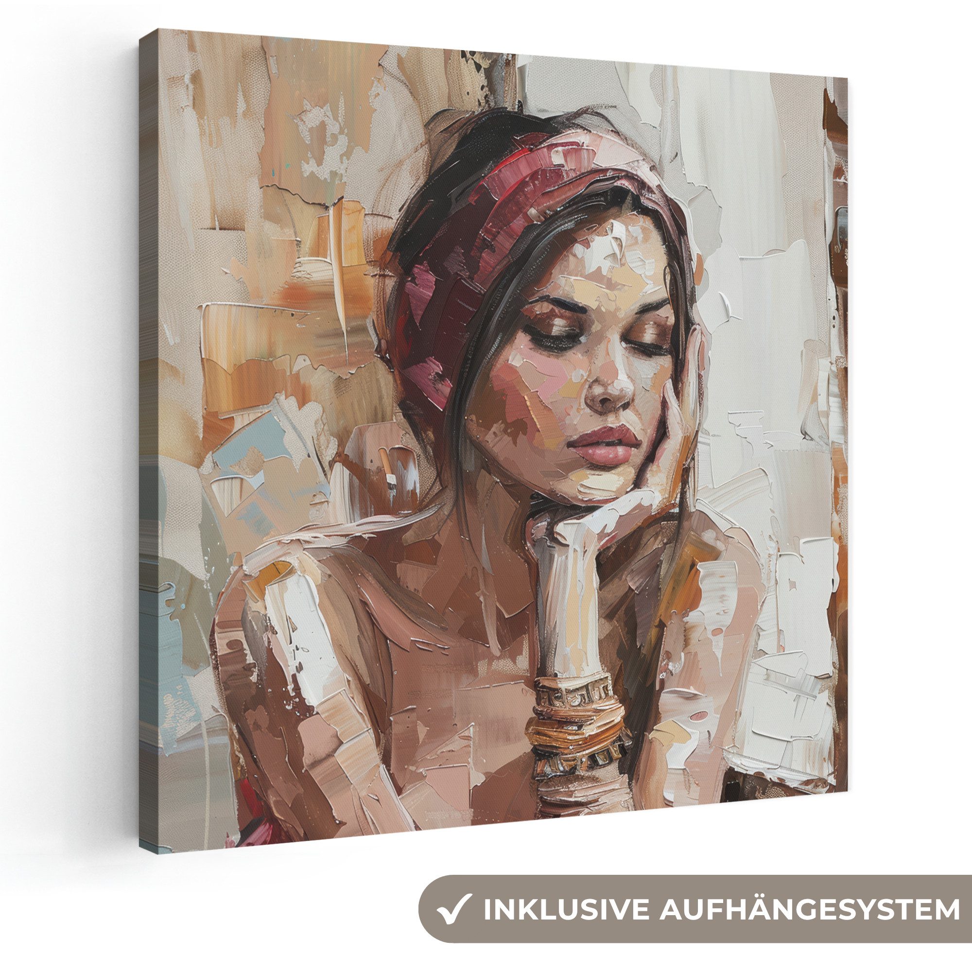 OneMillionCanvasses® Leinwandbild Frau - Lackierung - Porträt - Modern, Fotodruck (1 St), Wandbild, Deko Schlafzimmer Wohnzimmer Flur 20x20 cm