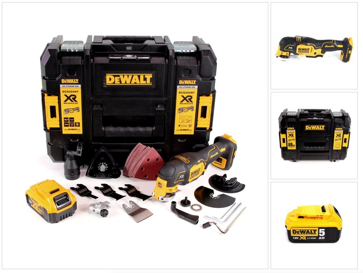 DeWalt Akku-Multifunktionswerkzeug DCS 356 NT Akku Multitool 18V Brushless + 35tlg. Zubehör + 1x Akku 5