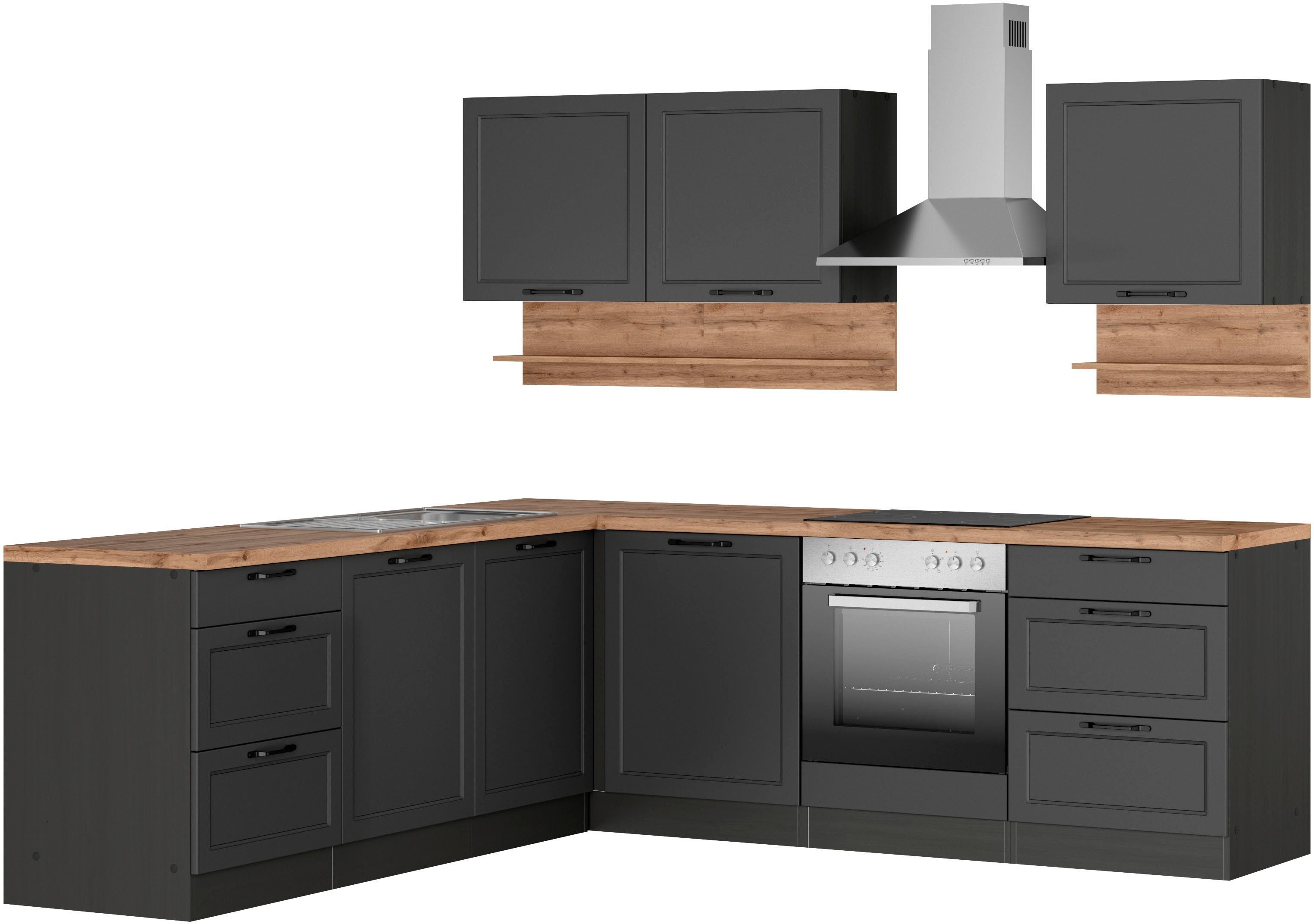 KOCHSTATION Winkelküche KS-Lana, Stellbreite 240/240 cm, wahlweise mit und ohne E-Geräte