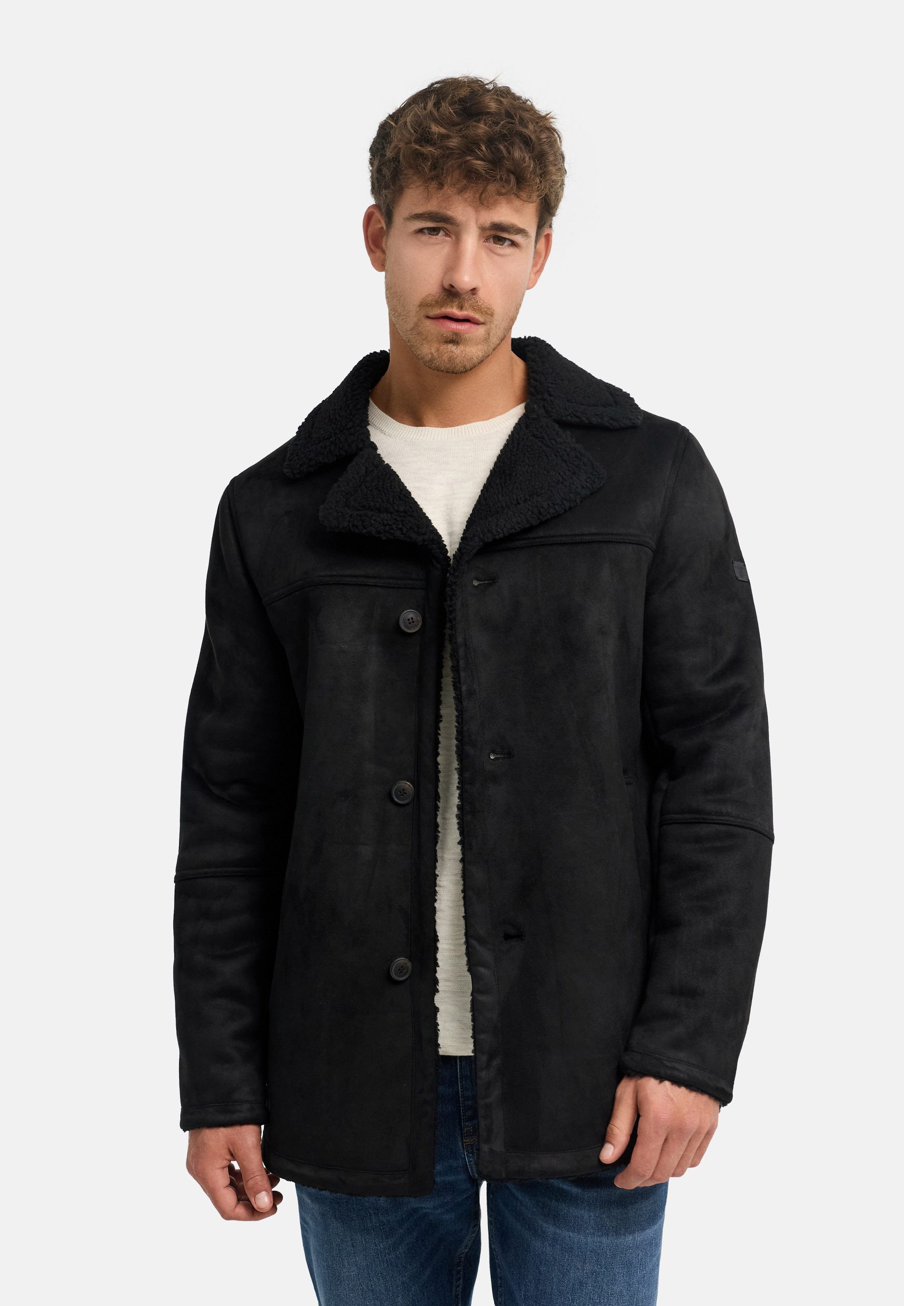 INDICODE Wintermantel Herren INCrocky Mantel gefütterter Kurzmantel mit Teddyfutter, Reverskragen, Knopfleiste