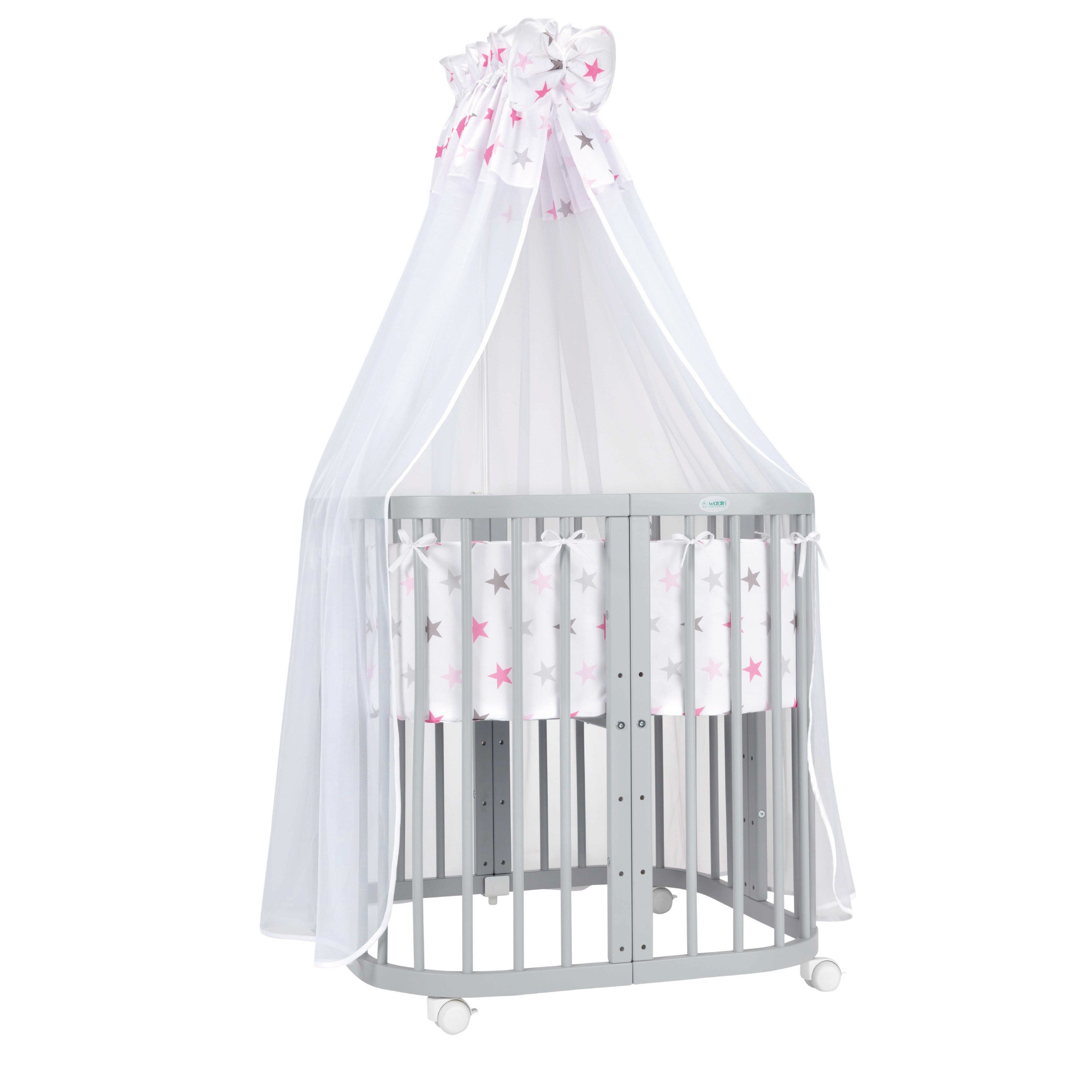 Waldin Babybett Mobiles Babybett aus Holz 7in1 mit Matratze, mitwachsend
