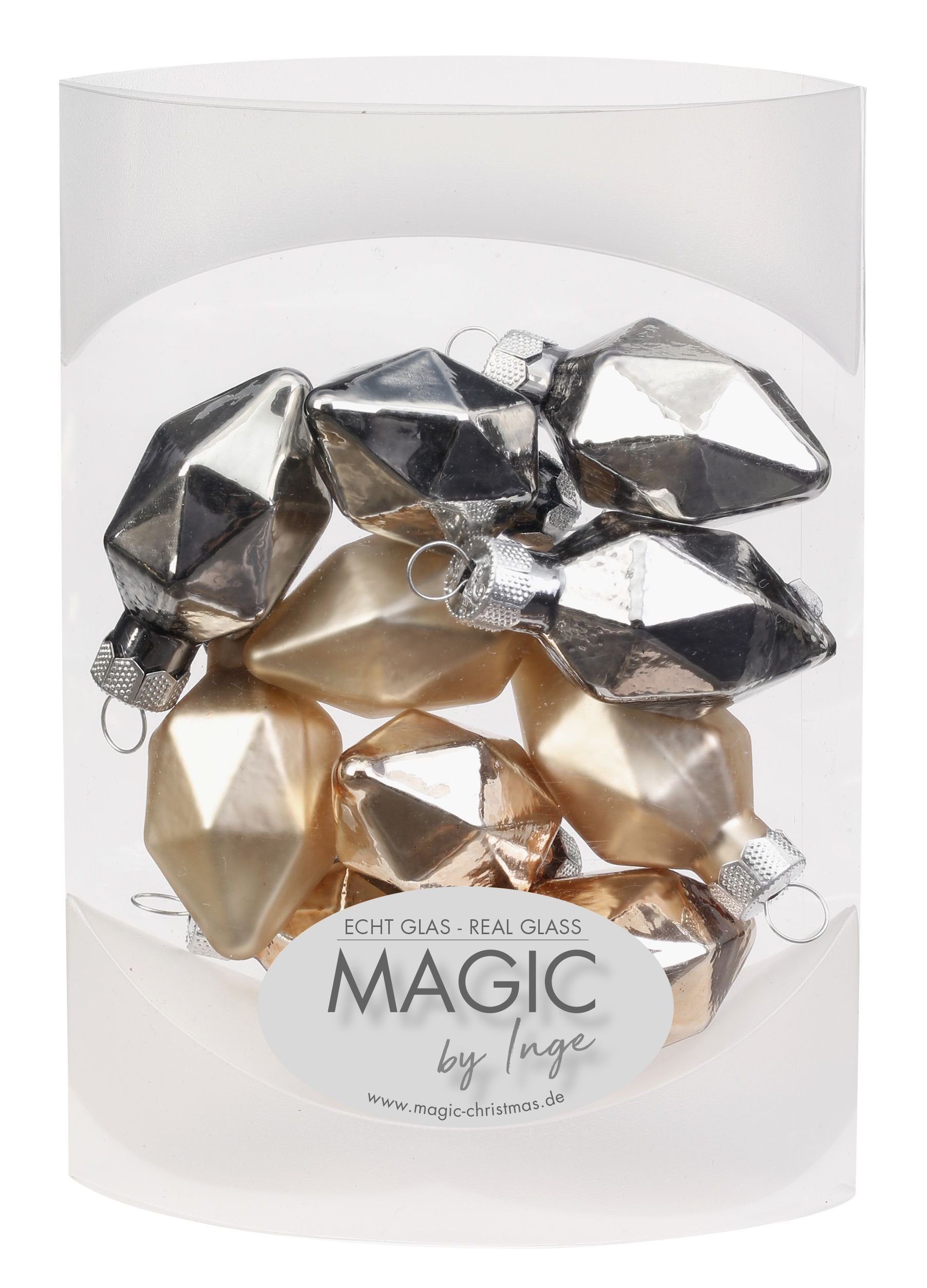 MAGIC by Inge Christbaumschmuck, Christbaumschmuck Diamanten Glas 4.5cm, 10 Stück