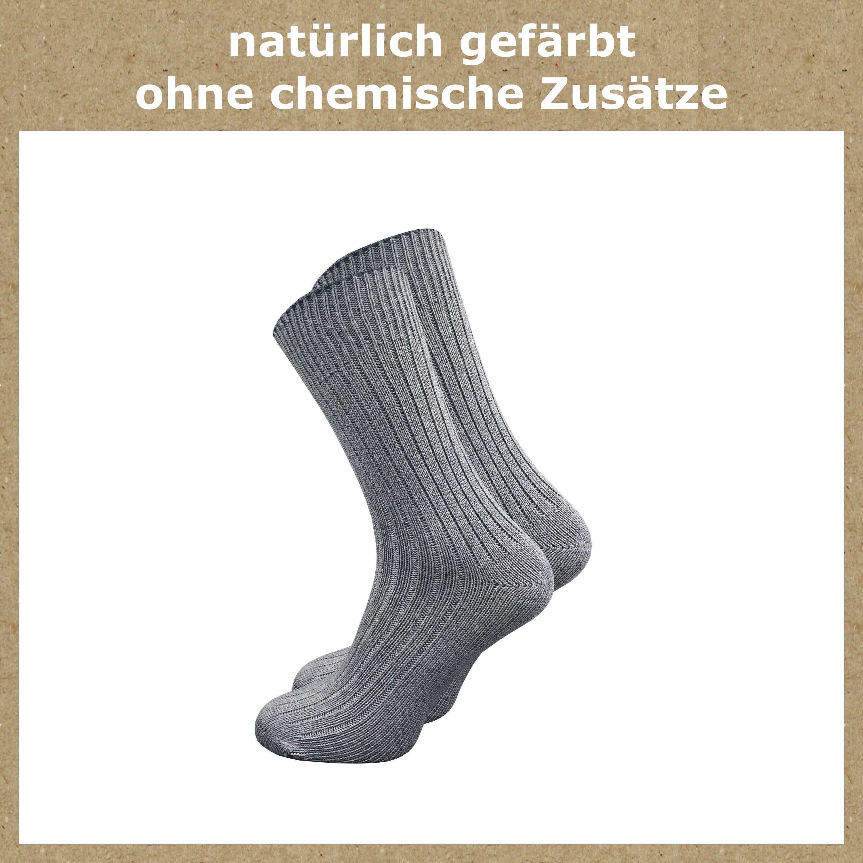GAWILO Komfortsocken "Natur" aus 100% reiner, naturbelassener Baumwolle für Damen & Herren (6 Paar) Etwas gröber gestrickt für extra Tragekomfort & angenehmes Hautgefühl