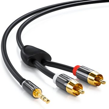 deleyCON deleyCON 2m HQ Adapter Audio Kabel - 3,5mm Klinke zu 2x Cinch Stecker Audio-Kabel