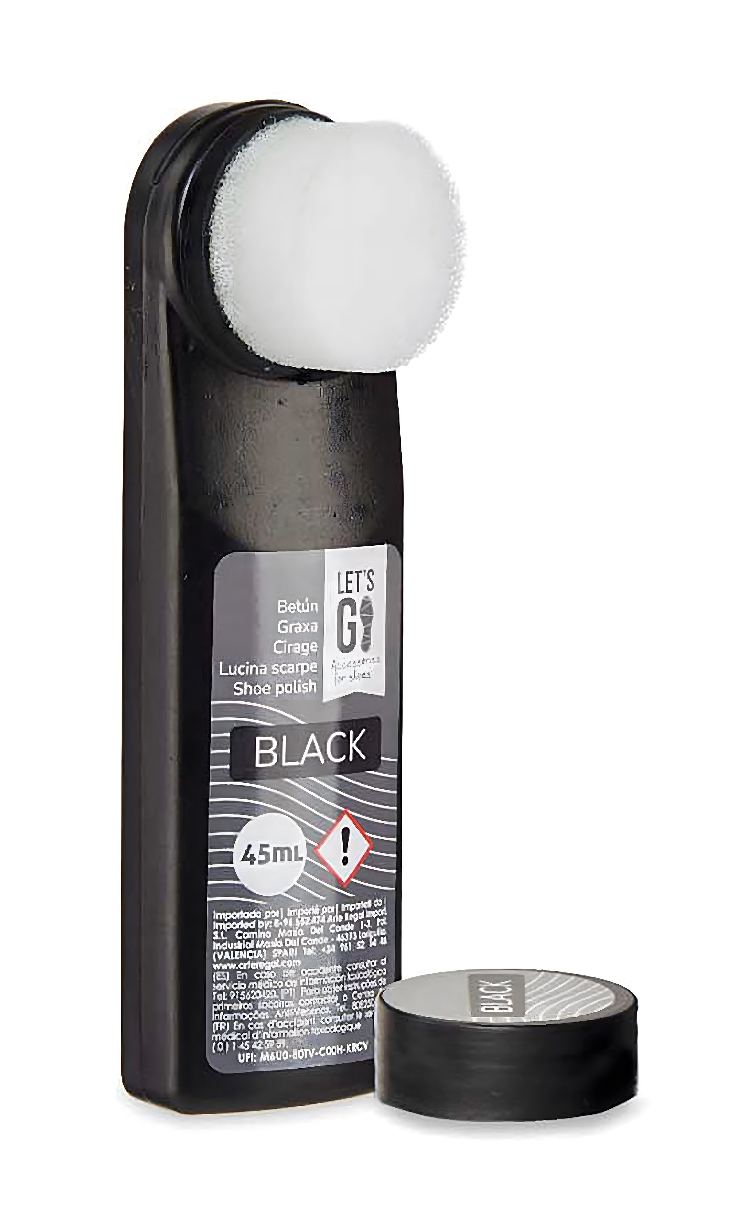 SCHUH POLITUR 45ml mit integriertem Schwamm flüssig (Schwarz - 84) Schuhcreme