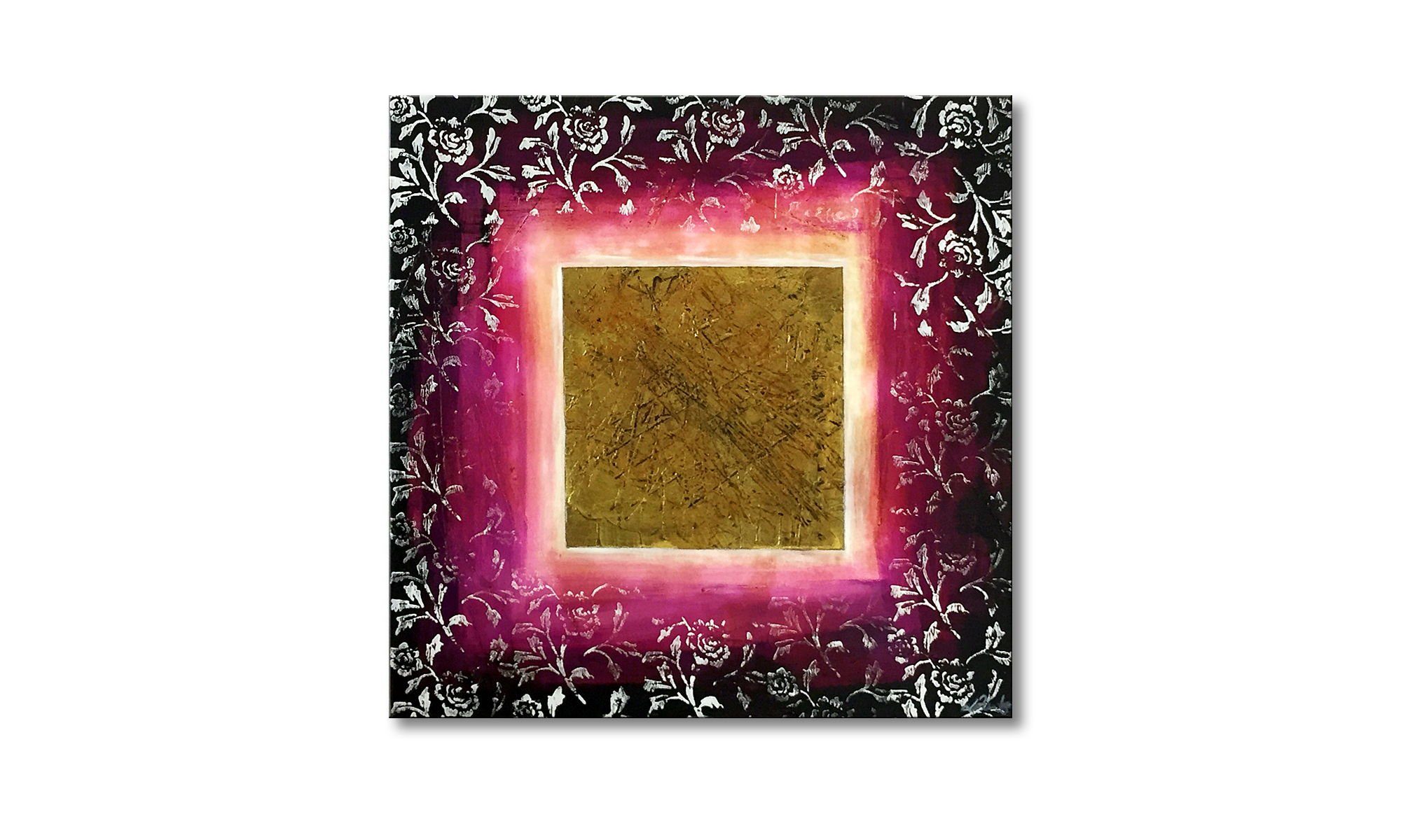 WandbilderXXL Gemälde Rosy Gold 80 x 80 cm, Abstraktes Gemälde, handgemaltes Unikat