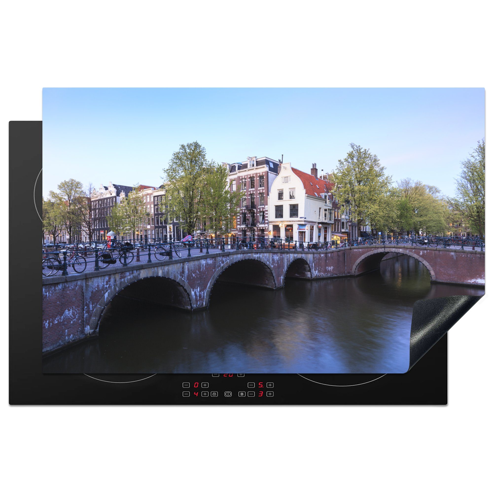 MuchoWow Herdblende-/Abdeckplatte Die Keizersgracht in Amsterdam Induktionskochfeld cm, tlg), (1 für die Ceranfeldabdeckung Vinyl, Schutz blauem Himmel, 81x52 küche, unter