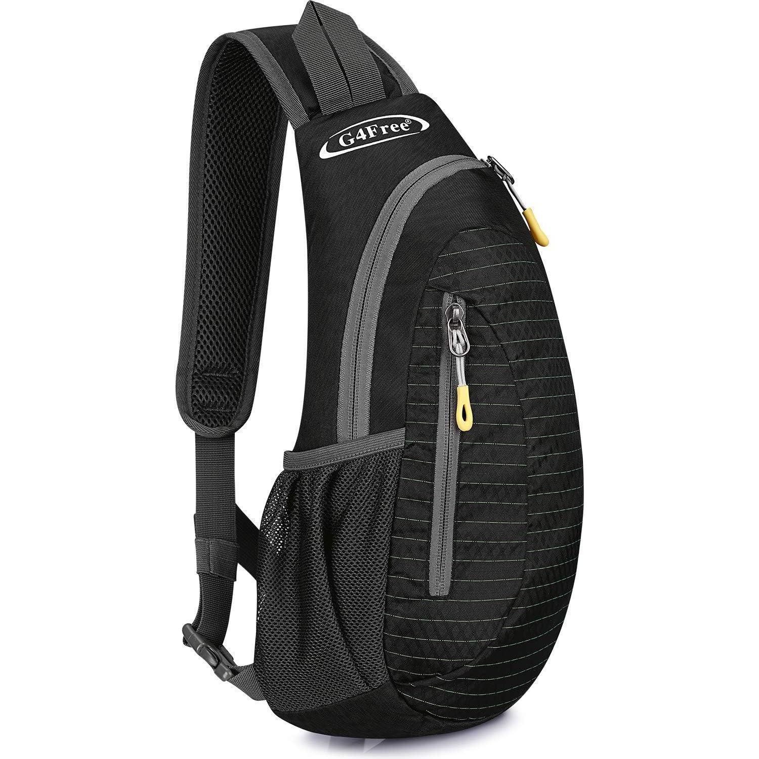 LuxusKollektion Umhängetasche Brusttasche Sling Rucksack Wandern Radfahren Reisen S Schwarz