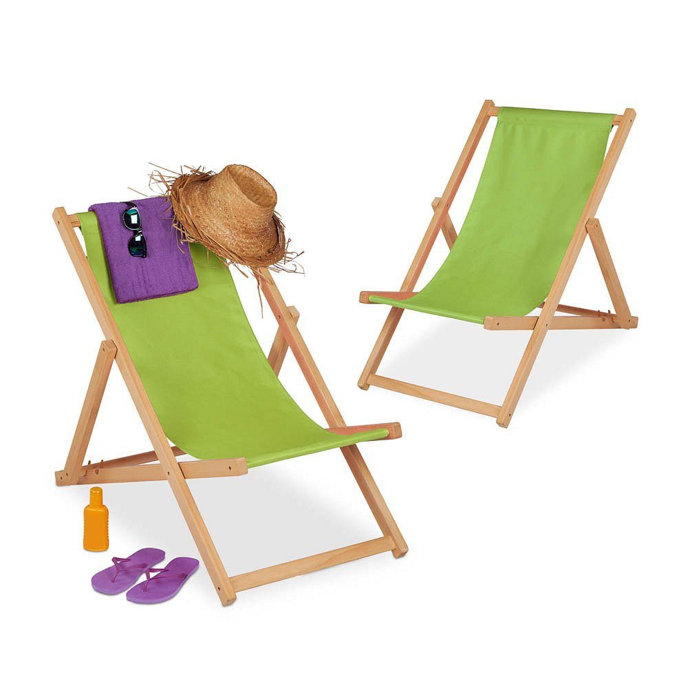 relaxdays Gartenliege 2 Liegestühle aus Holz klappbar grün