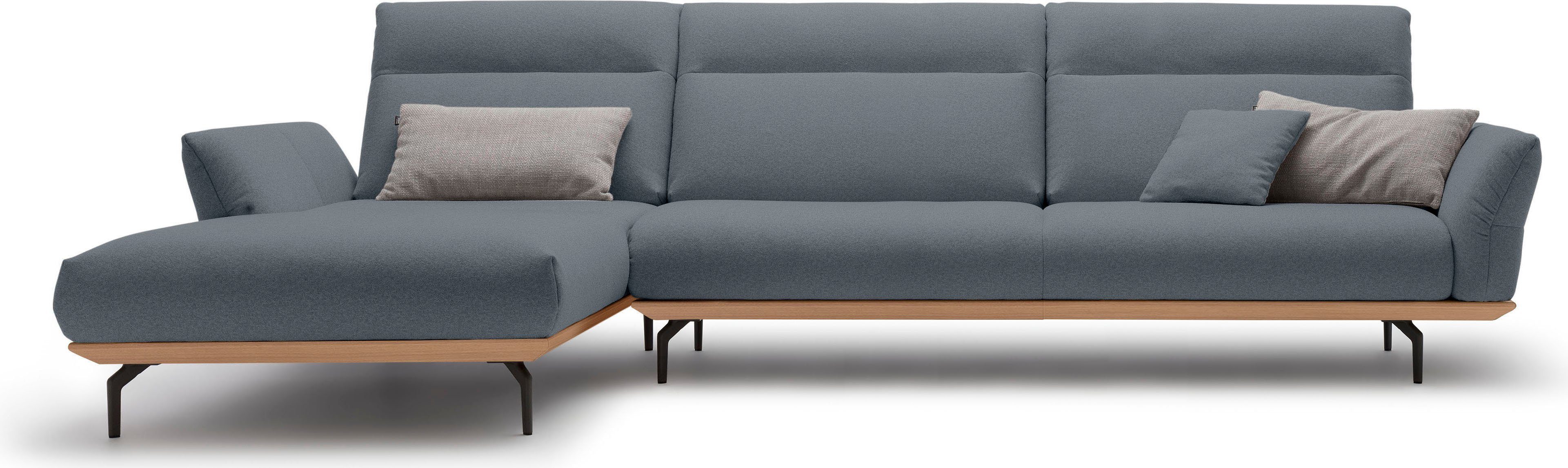 hülsta sofa Ecksofa hs.460, Sockel in Eiche, Winkelfüße in Umbragrau, Breite 338 cm