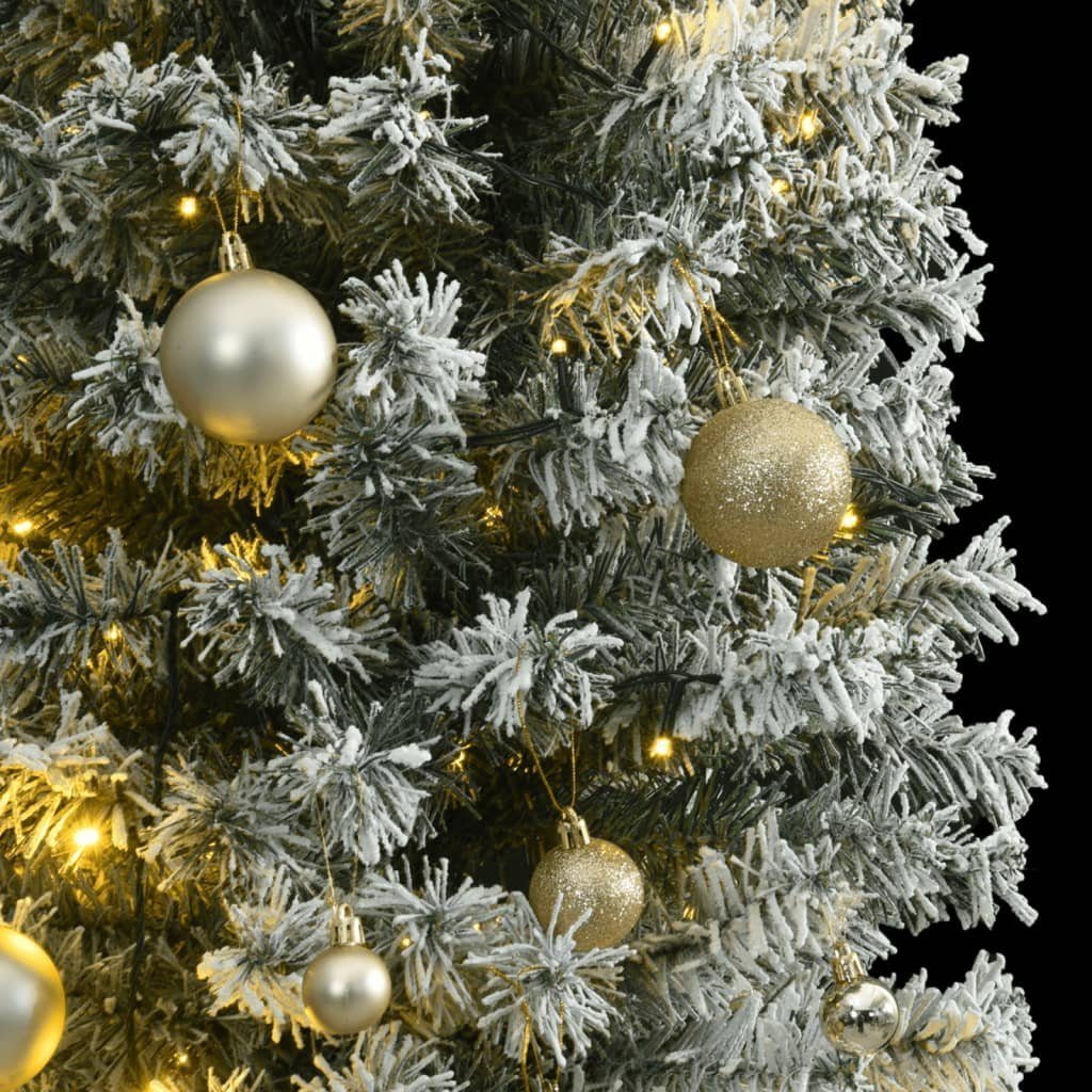 Künstlicher 300 Schnee Weihnachtsbaum Schlank LEDs 300 mit Weihnachtsbaum cm vidaXL Kugeln
