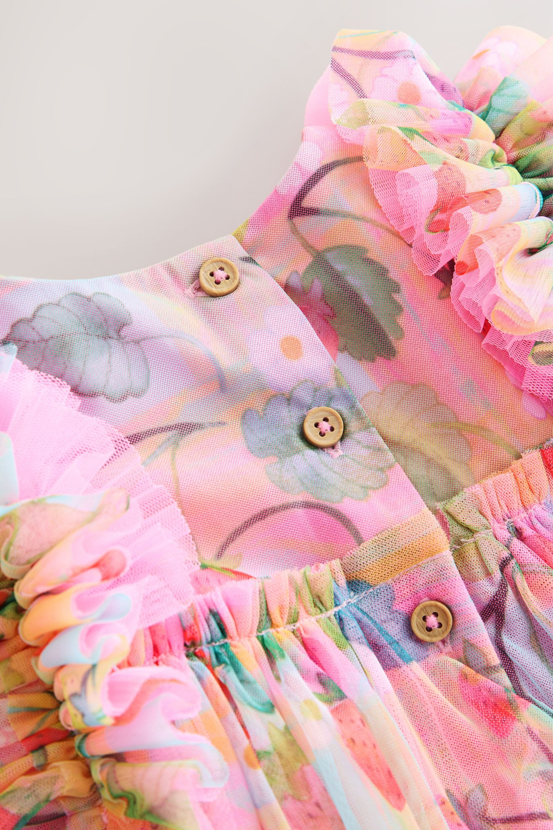 Next Tüllkleid Kleid mit Rüschenschultern und Mesh (1-tlg)