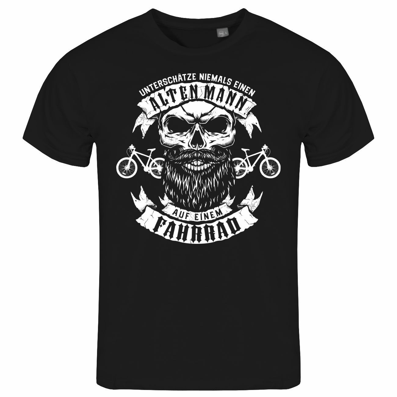 Print-Shirt Herren T-Shirt Unterschätze niemals einen alten Mann auf einem Fahrrad