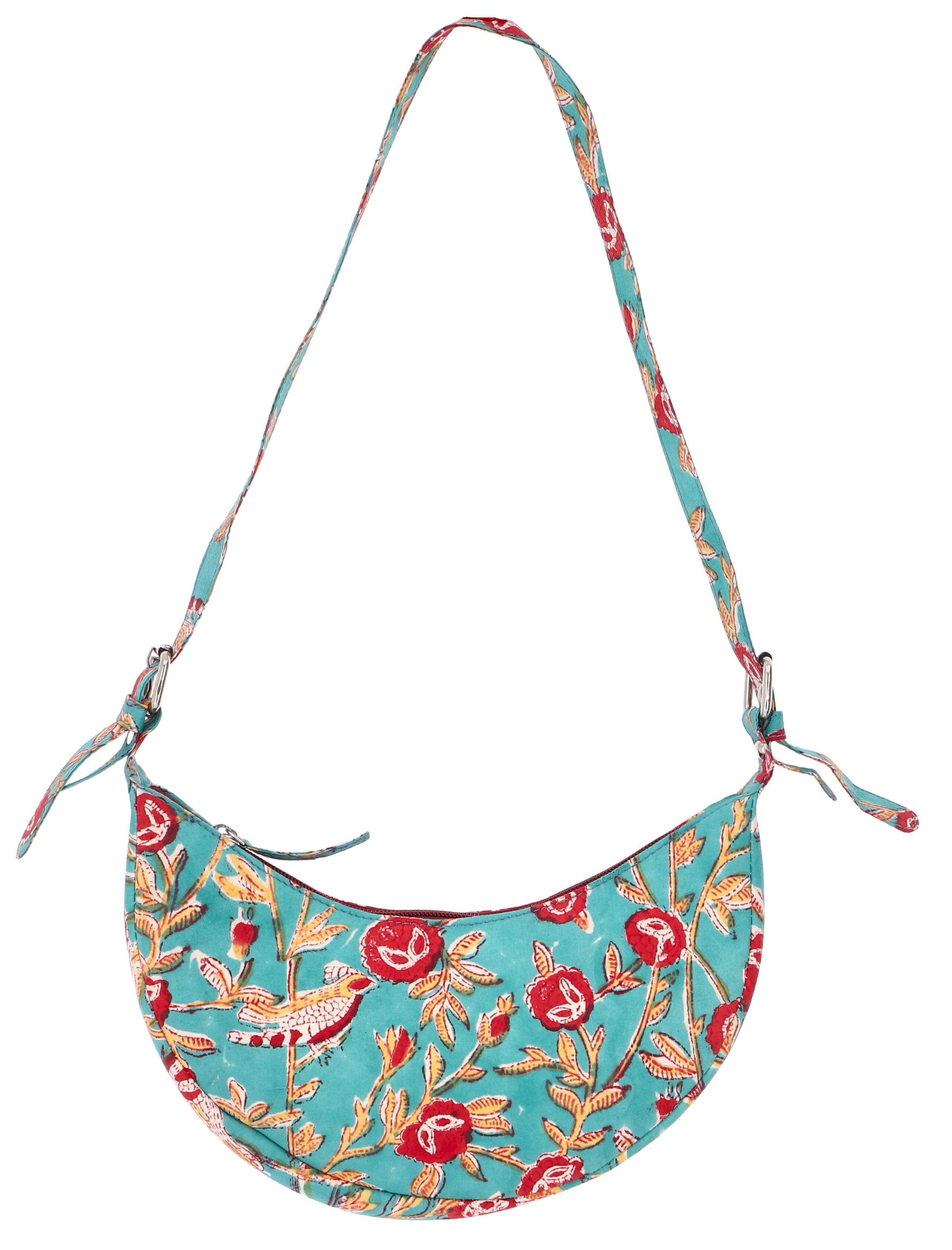 Guru-Shop Schultertasche Moonbag, Umhängetasche, Blockdruck..
