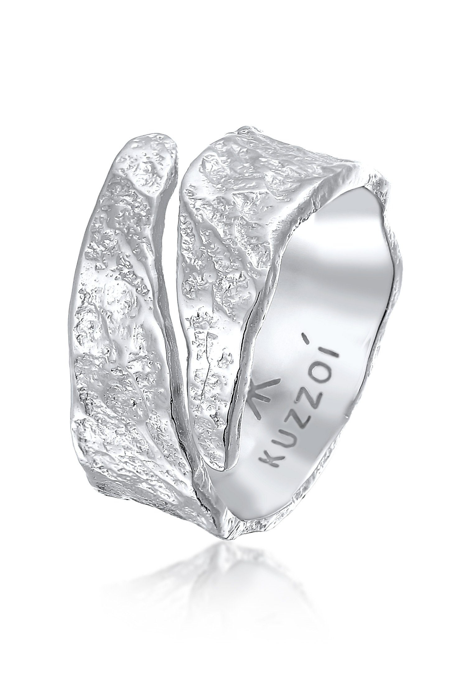 Kuzzoi Silberring Bandring Struktur Used Look 925 Silber, Massiver Ring  Bandring im Used Look für Herren