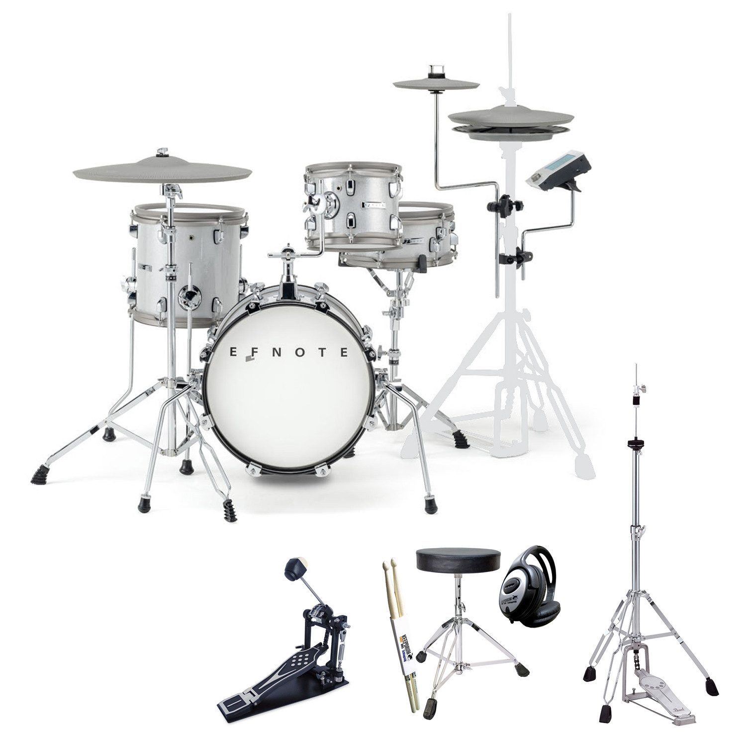 E-Drum Efnote Mini E-Drum Schlagzeug mit Zubehör-Set
