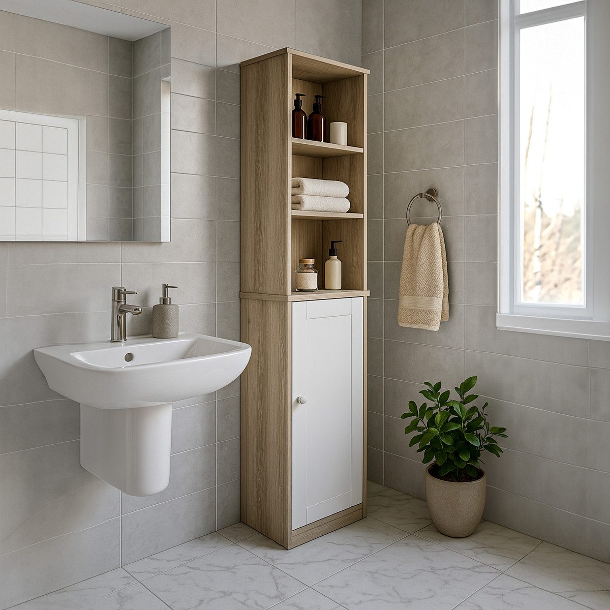 Casaria Badregal Oslo, 170x34x26cm 6 Fächer Magnetverschluss Lamellentür Ba günstig online kaufen