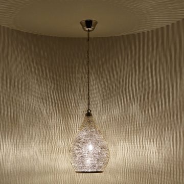 Casa Moro Deckenleuchten Orientalische Lampe marokkanische Hängeleuchte Naouma Sada D17 Silber, ohne Leuchtmittel, Kunsthandwerk aus Marokko, Prachtvolle Pendelleuchte, EL2180