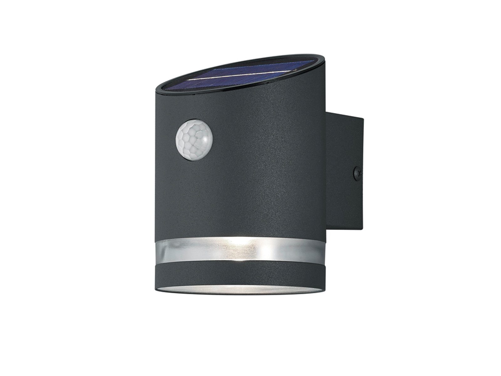 Reality Leuchten LED Solarleuchte, Bewegungsmelder, LED fest integriert, Warmweiß, 2er Set Außenbeleuchtung Hauswand mit Bewegungsmelder Anthrazit IP 44